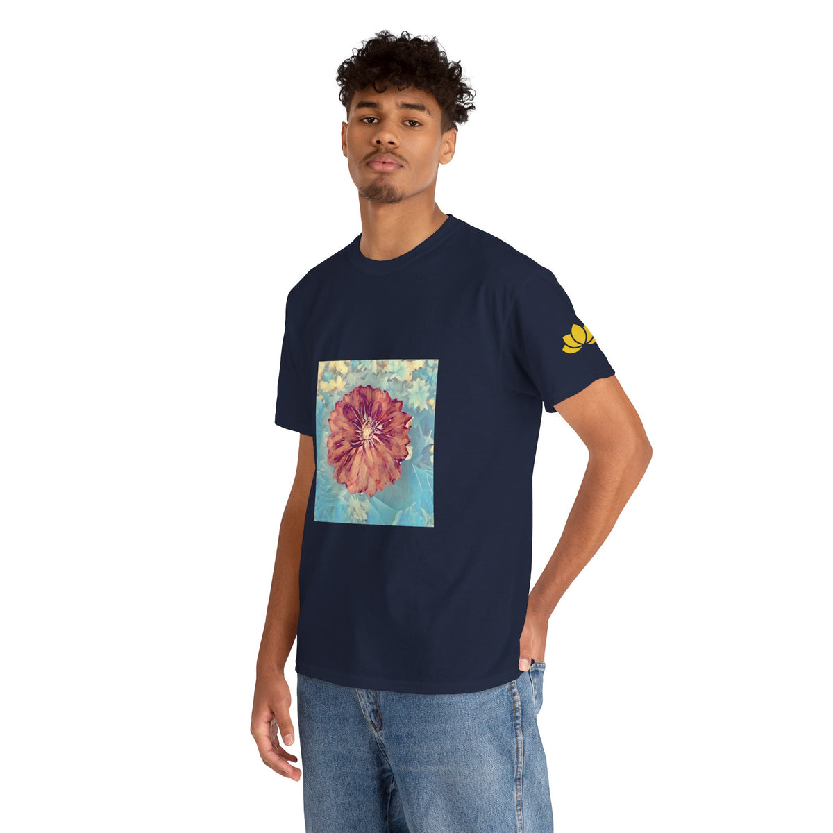 Unisex Heavy Cotton Tee - Poly Art - Flower of Dahlia (Variant 1)