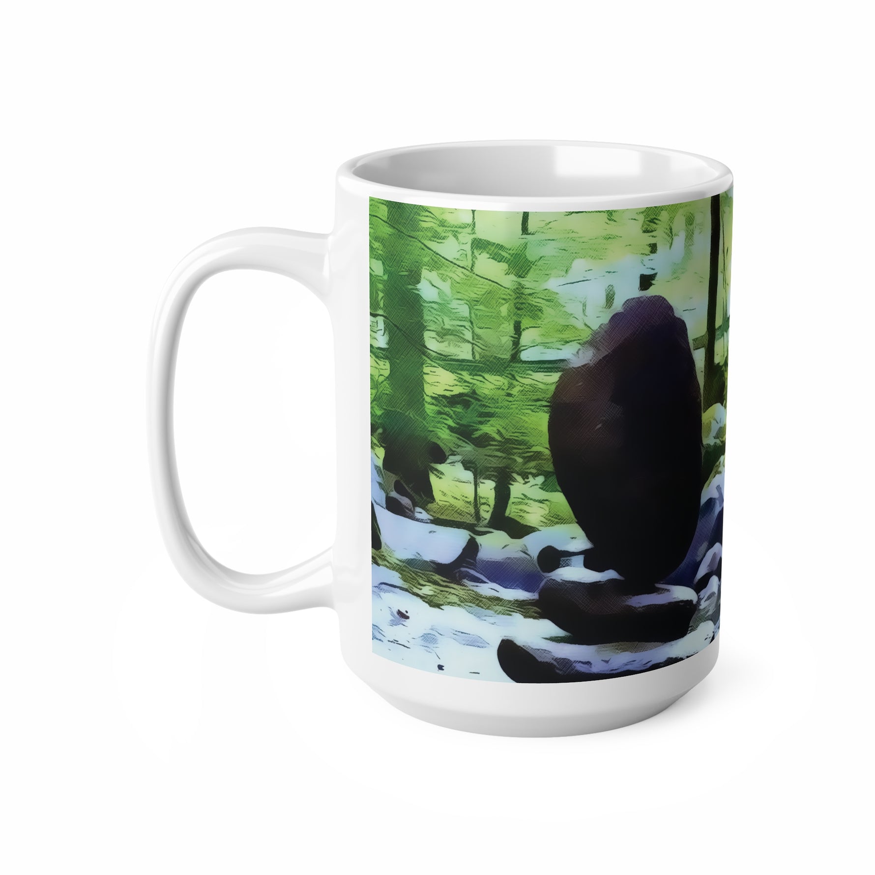Ceramic White Cup 15oz - Stone Balance (Variant 3)