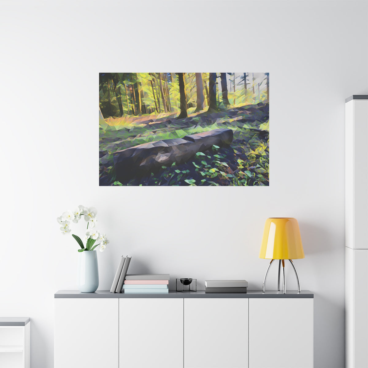 Stretched Matte Canvas - Poly Art - Forest (Variant 11)