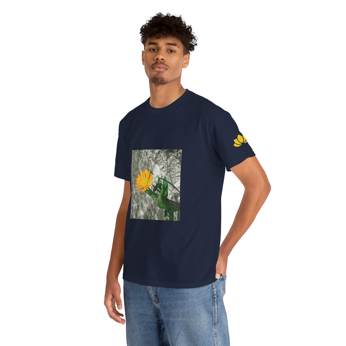 Unisex Heavy Cotton Tee - Poly Art - Flower of Calendula (Variant 1)