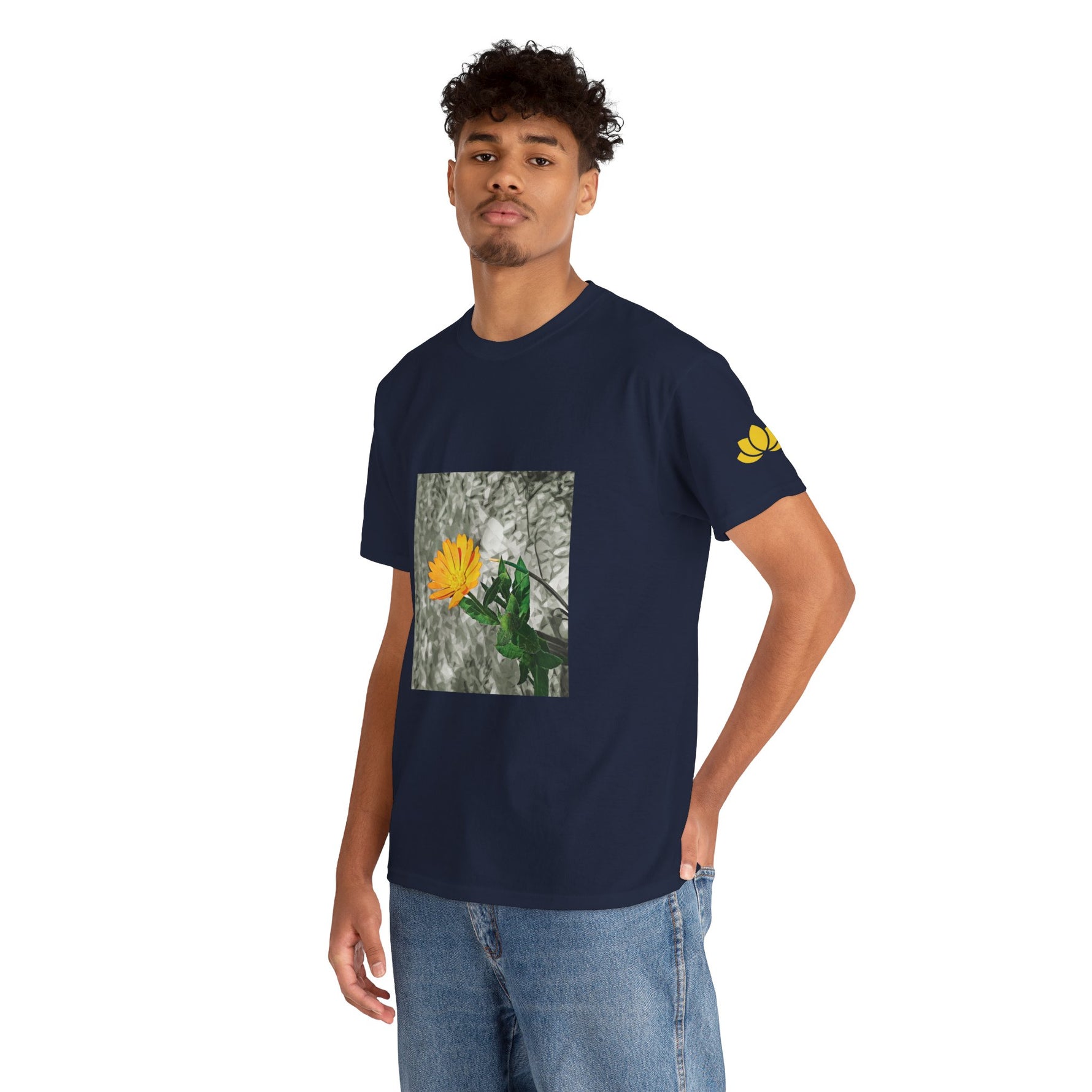 Unisex Heavy Cotton Tee - Poly Art - Flower of Calendula (Variant 1)