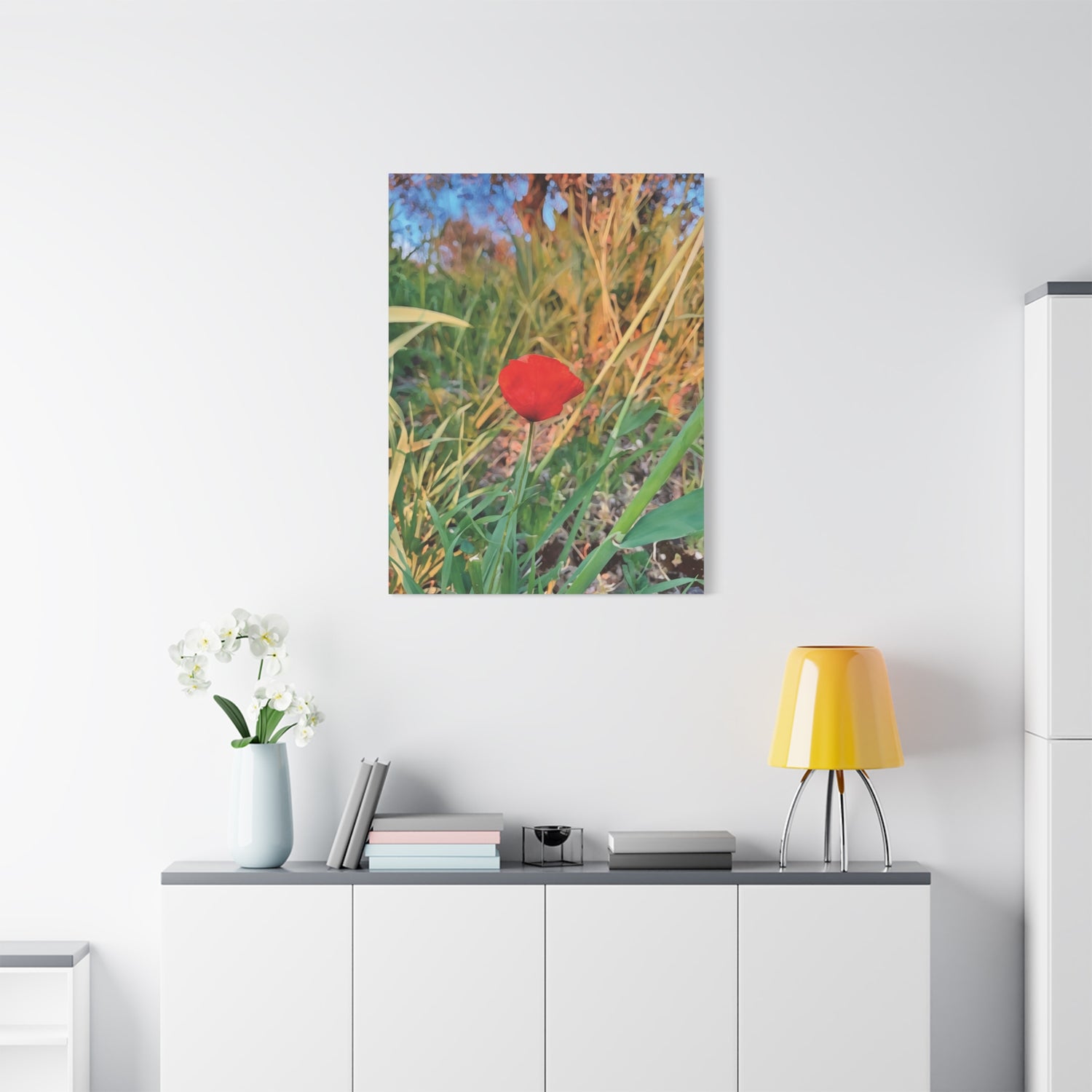Stretched Matte Canvas - Flower of Papaver Rhoeas