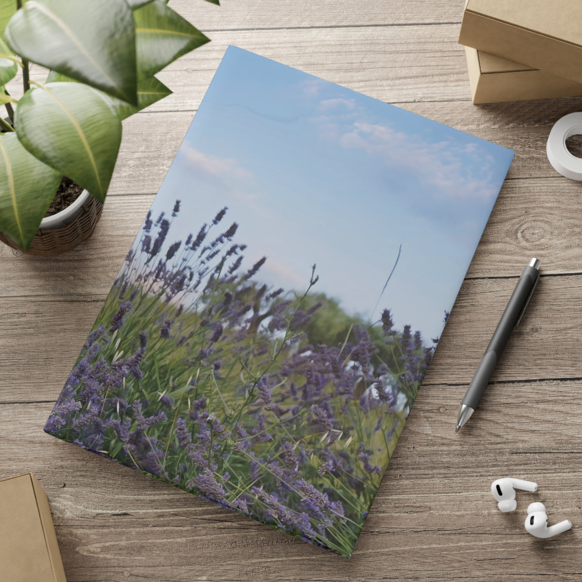 Hardcover Notebook with Puffy Covers - Flower of Lavender