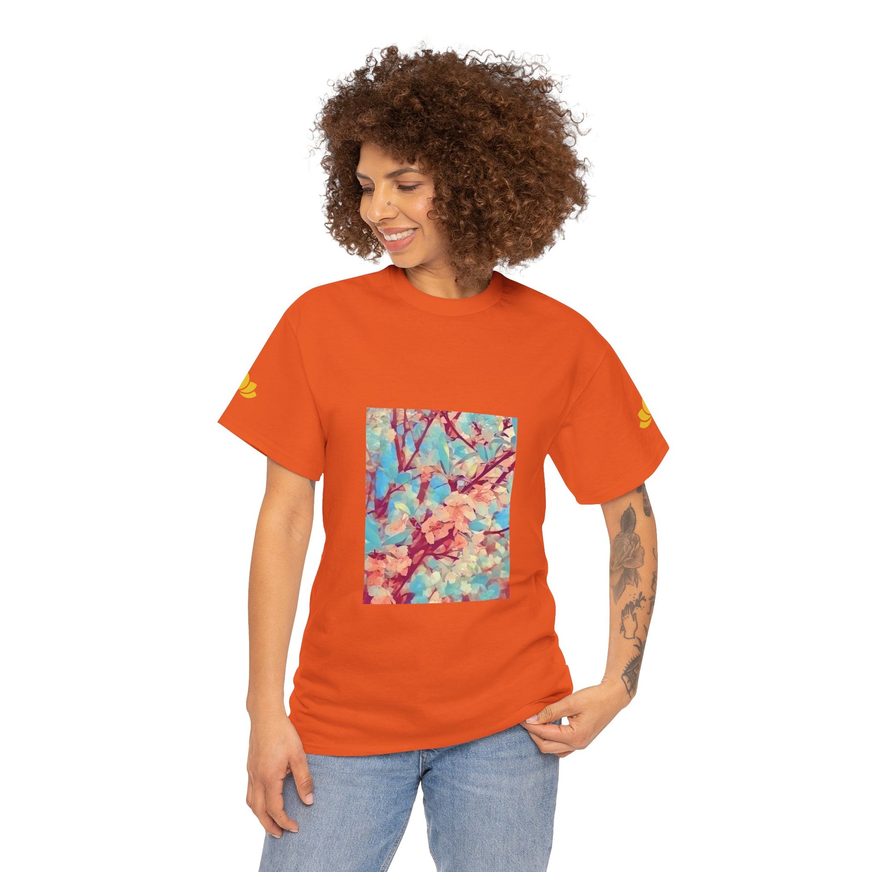 Unisex Heavy Cotton Tee - Poly Art - Apple's Tree Flower (Variant 3)