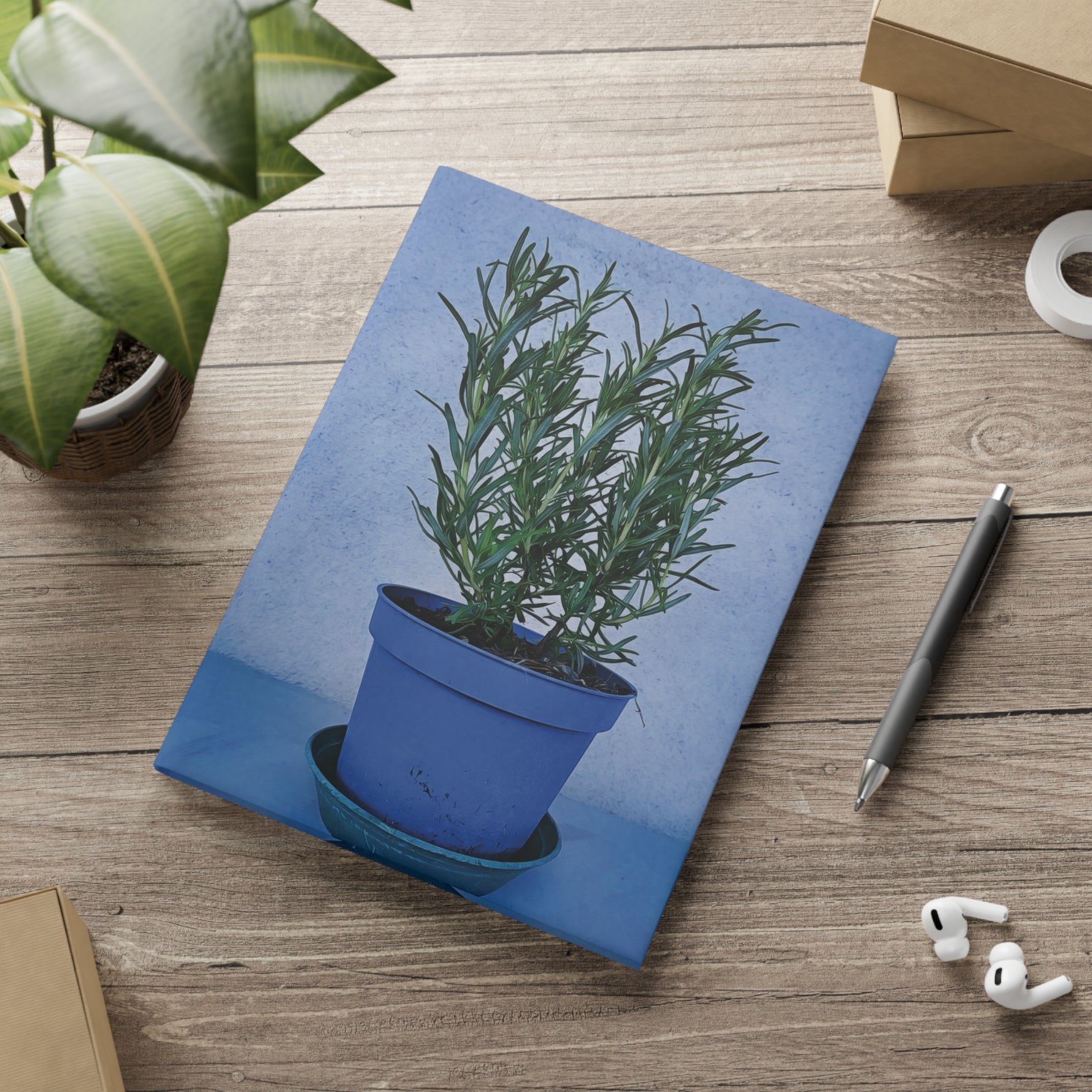 Hardcover Notebook with Puffy Covers - Rosemary plant