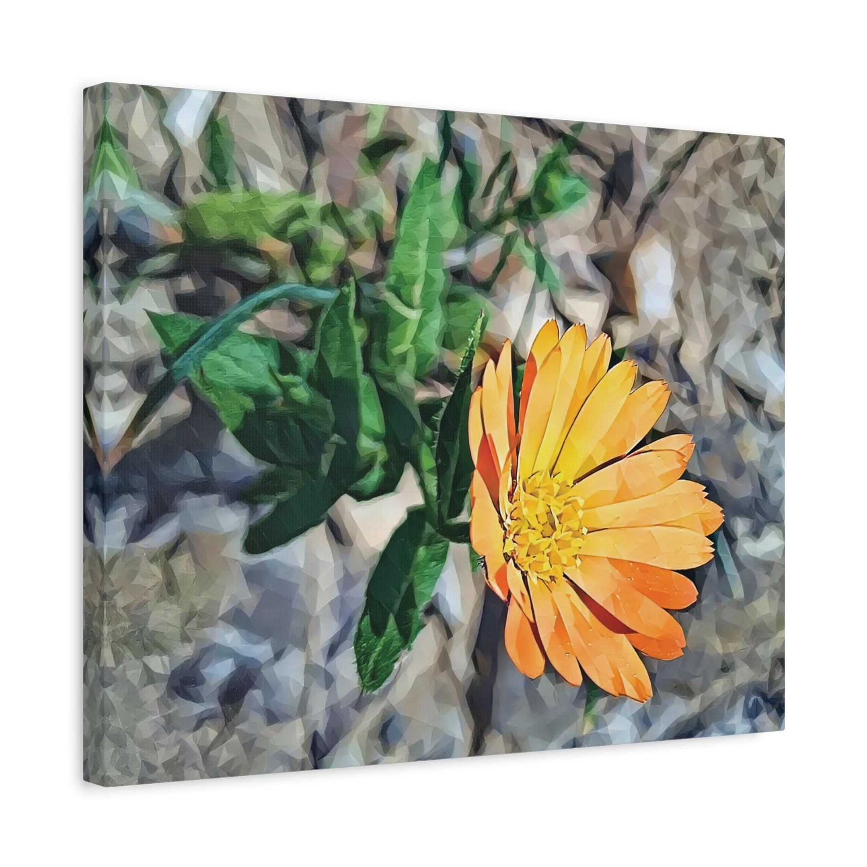 Stretched Matte Canvas - Poly Art - Flower of Calendula (Variant 2)