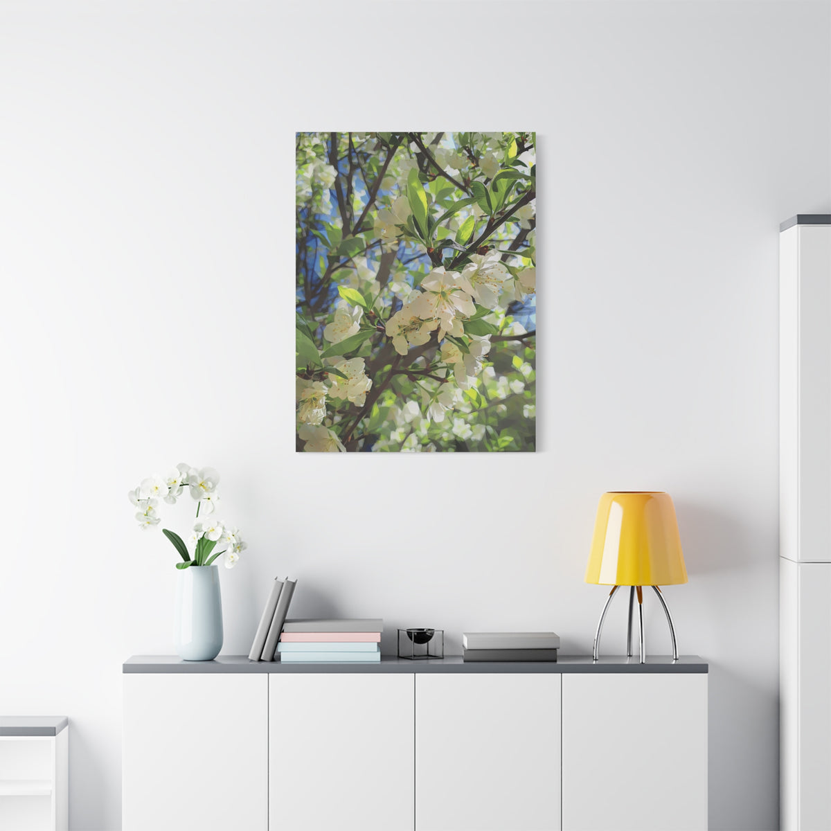 Stretched Matte Canvas - Poly Art - Apple's Tree Flower (Variant 1)