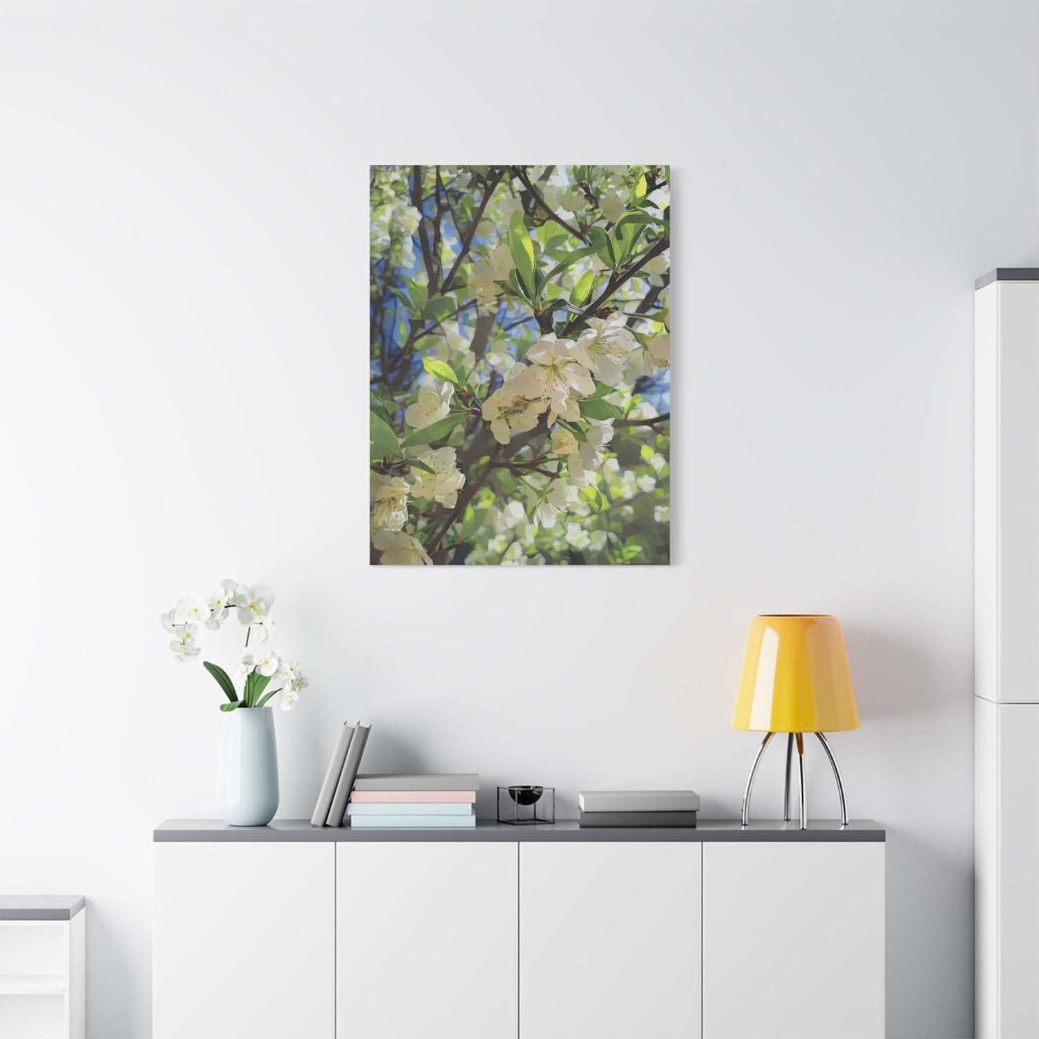 Stretched Matte Canvas - Poly Art - Apple's Tree Flower (Variant 1)