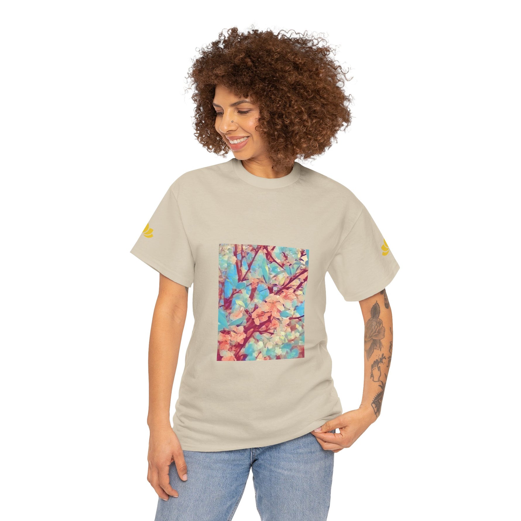 Unisex Heavy Cotton Tee - Poly Art - Apple's Tree Flower (Variant 3)