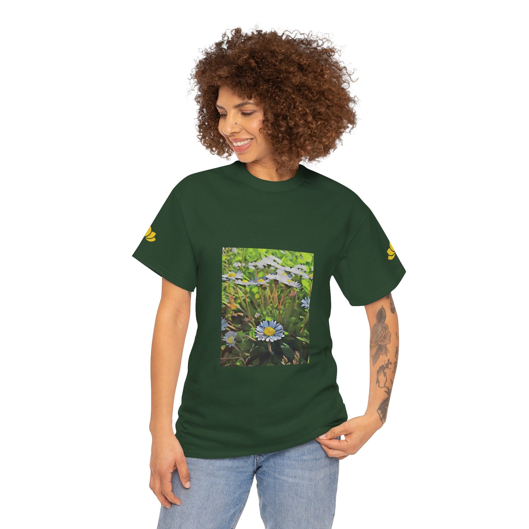 Unisex Heavy Cotton Tee - Poly Art - Flower of Daisies (Variant 1)
