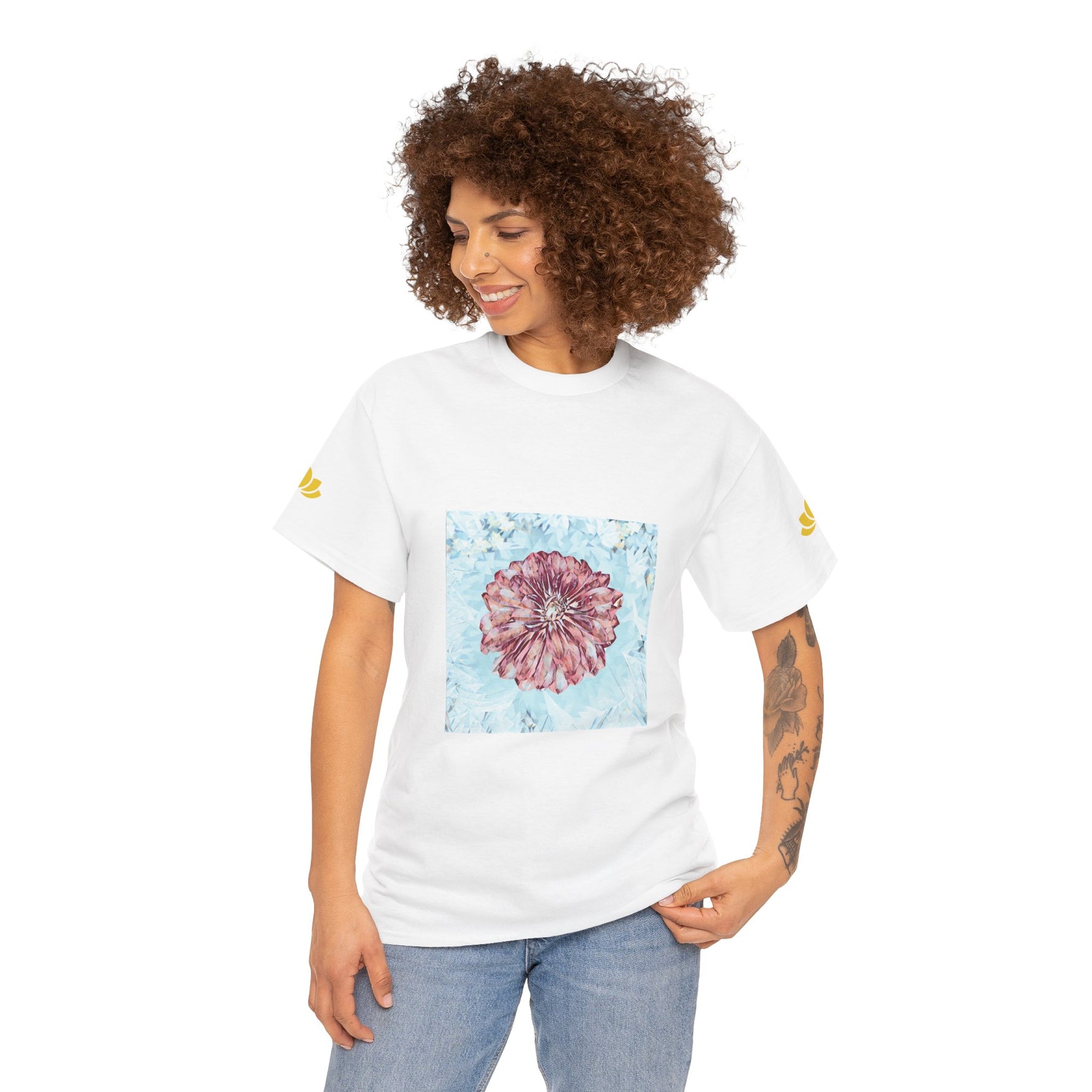 Unisex Heavy Cotton Tee - Poly Art - Flower of Dahlia (Variant 2)