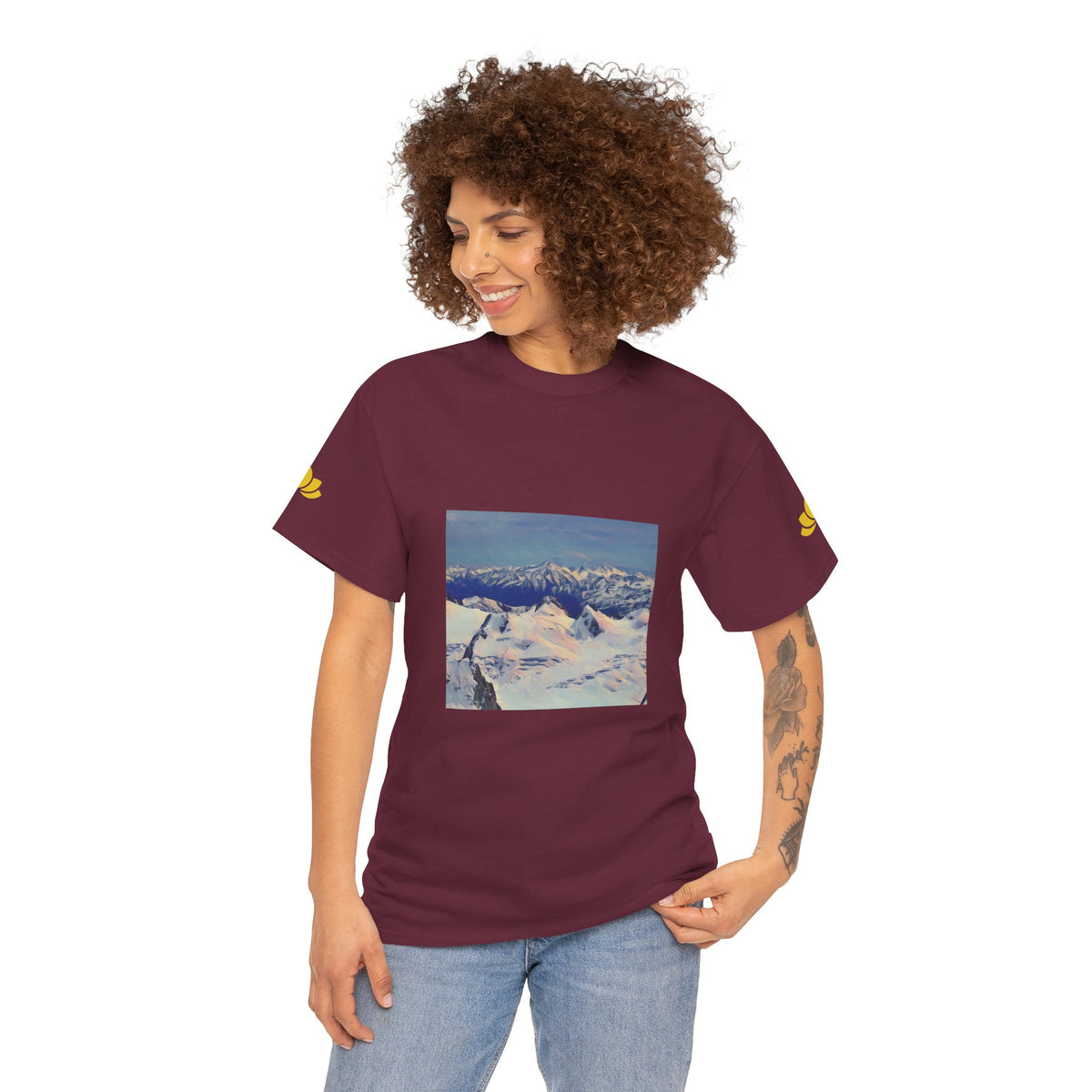 Unisex Heavy Cotton Tee - Poly Art - View from Mont Blanc