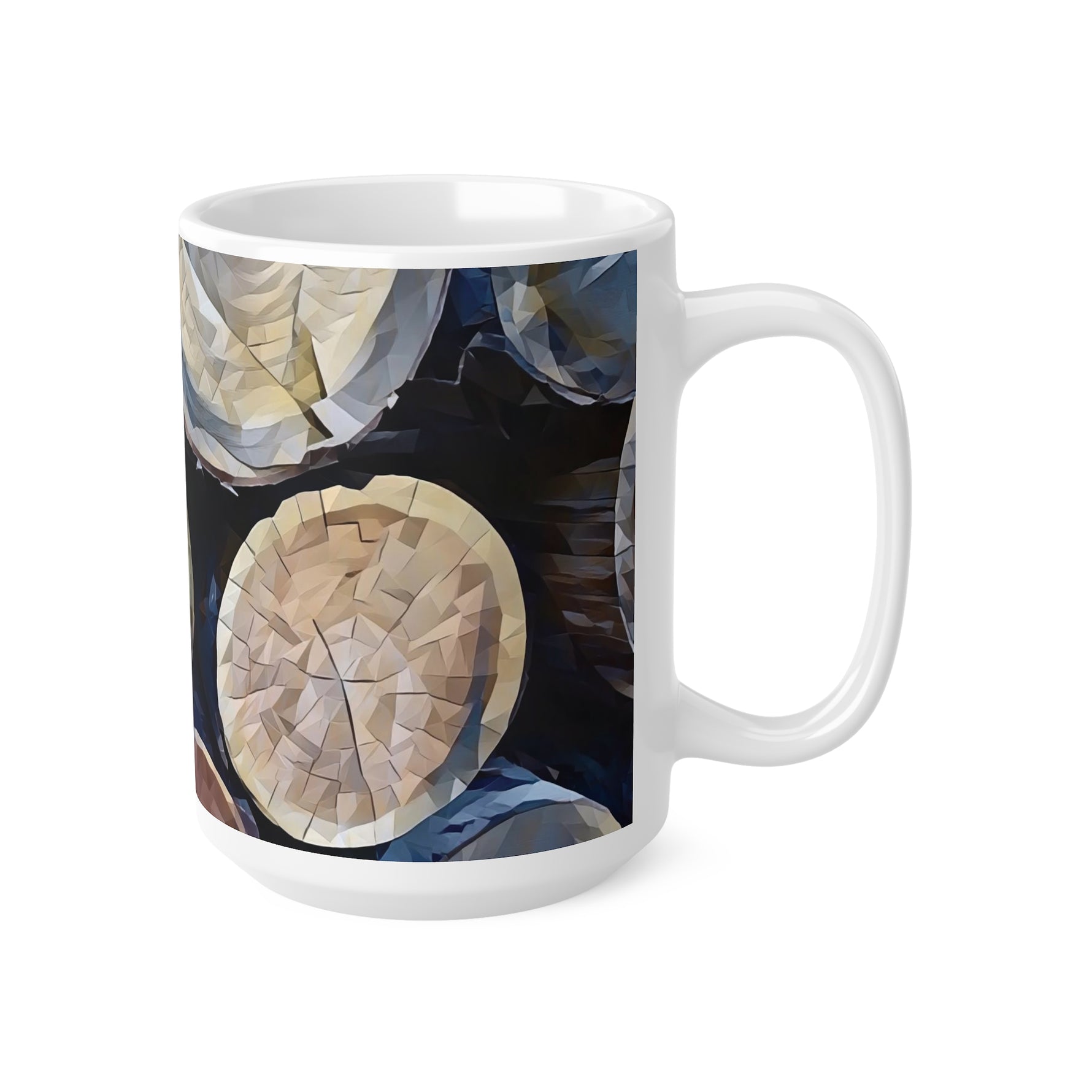 Ceramic White Cup 15oz - Poly Art - Wooden Trunks (Variant 1)