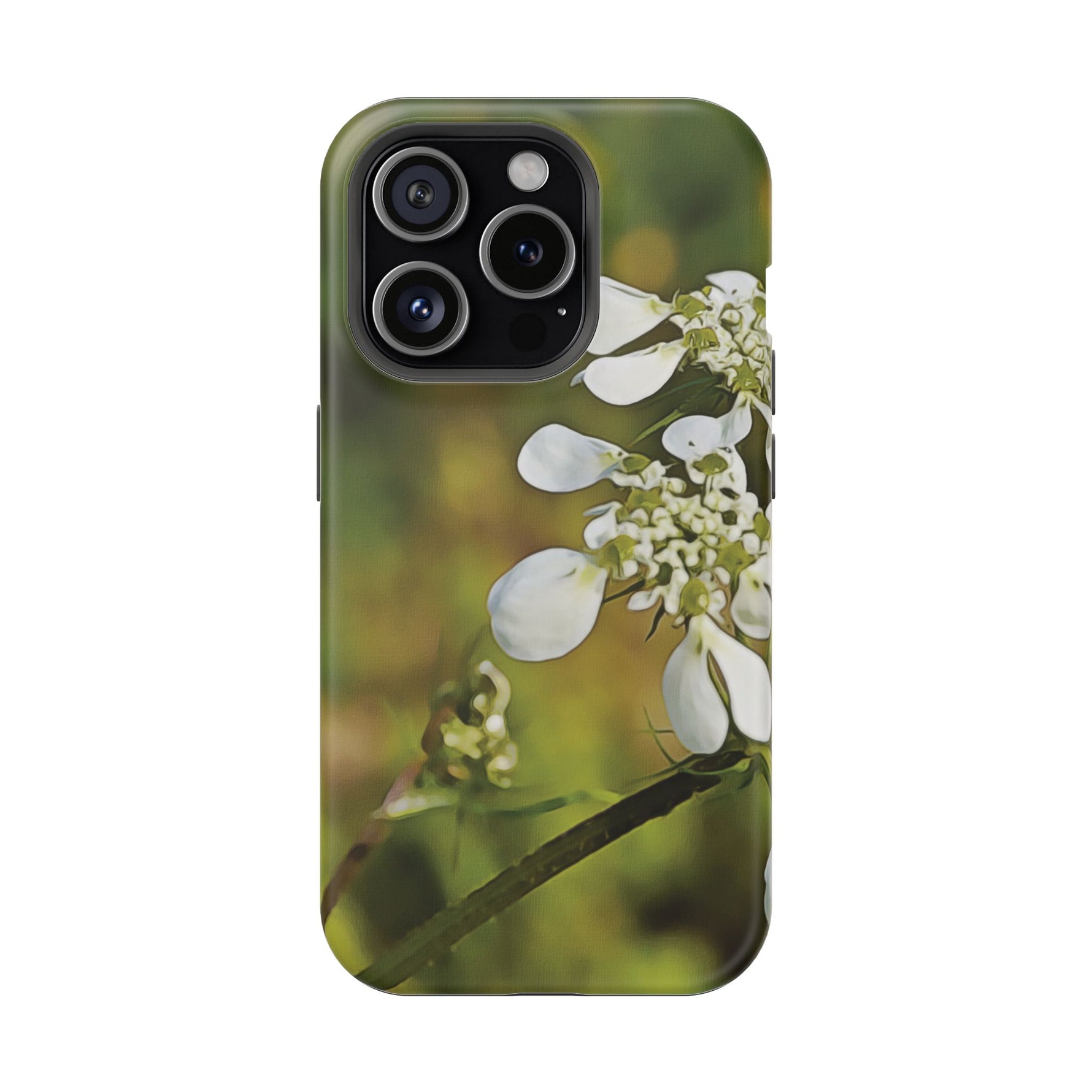 Magnetic Tough Phone Case - Flower, White
