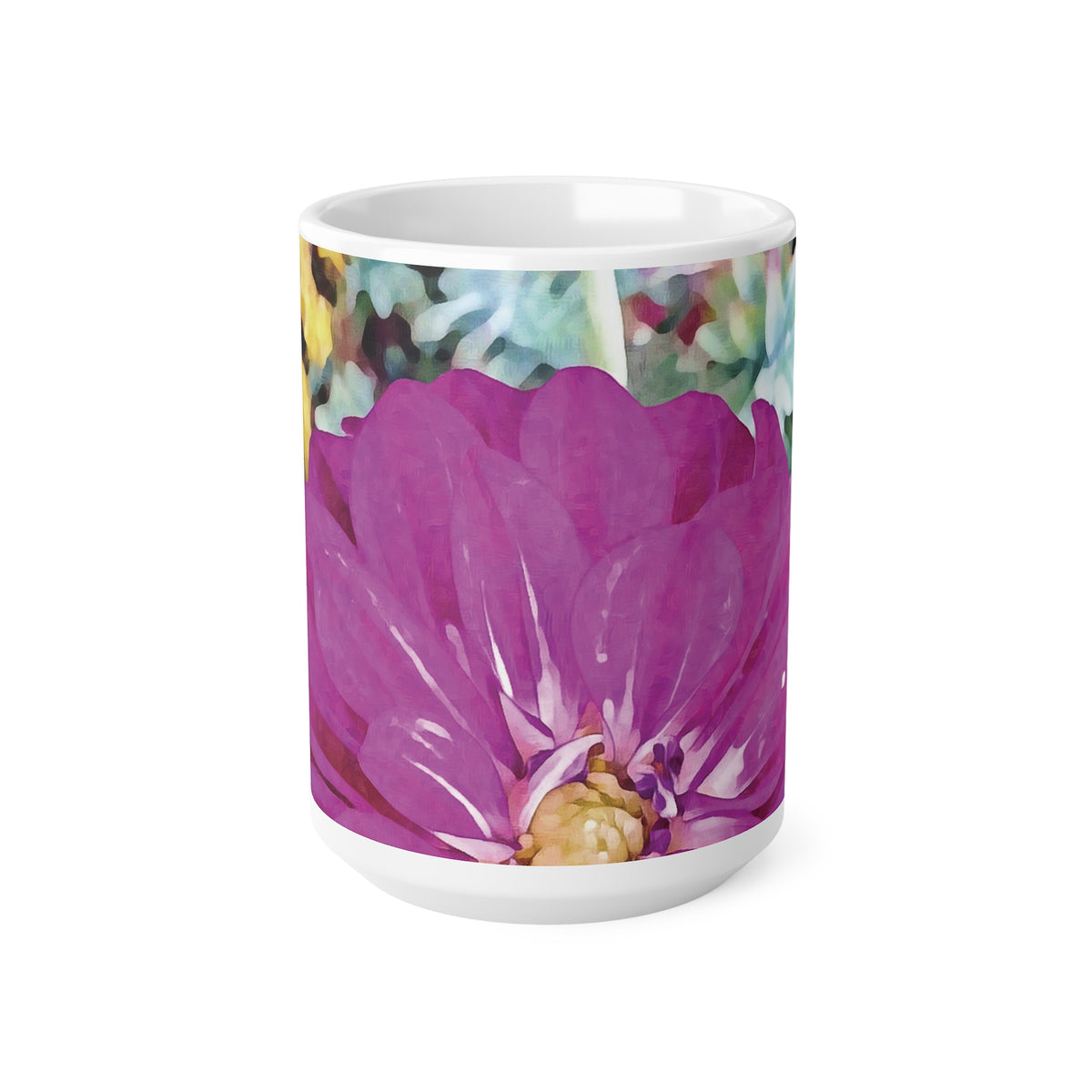 Ceramic White Cup 15oz - Flower of Dahlia