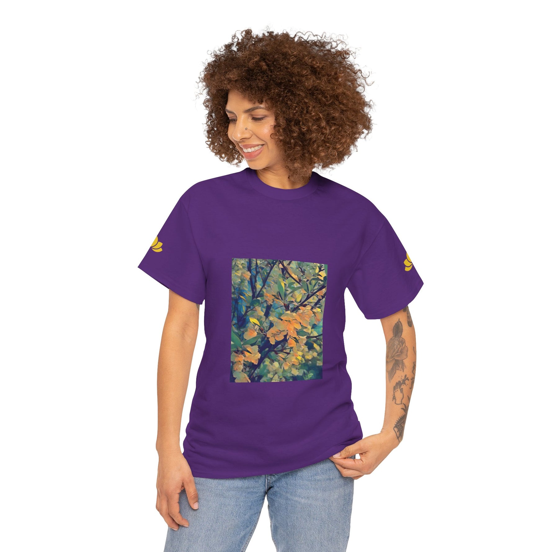 Unisex Heavy Cotton Tee - Poly Art - Apple's Tree Flower (Variant 2)