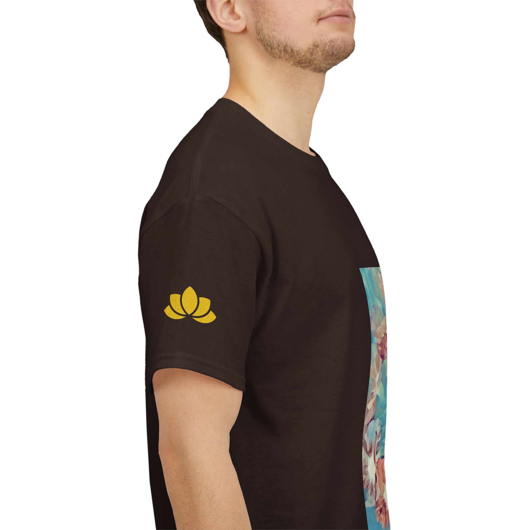 Unisex Heavy Cotton Tee - Poly Art - Flower of in sky blue and red