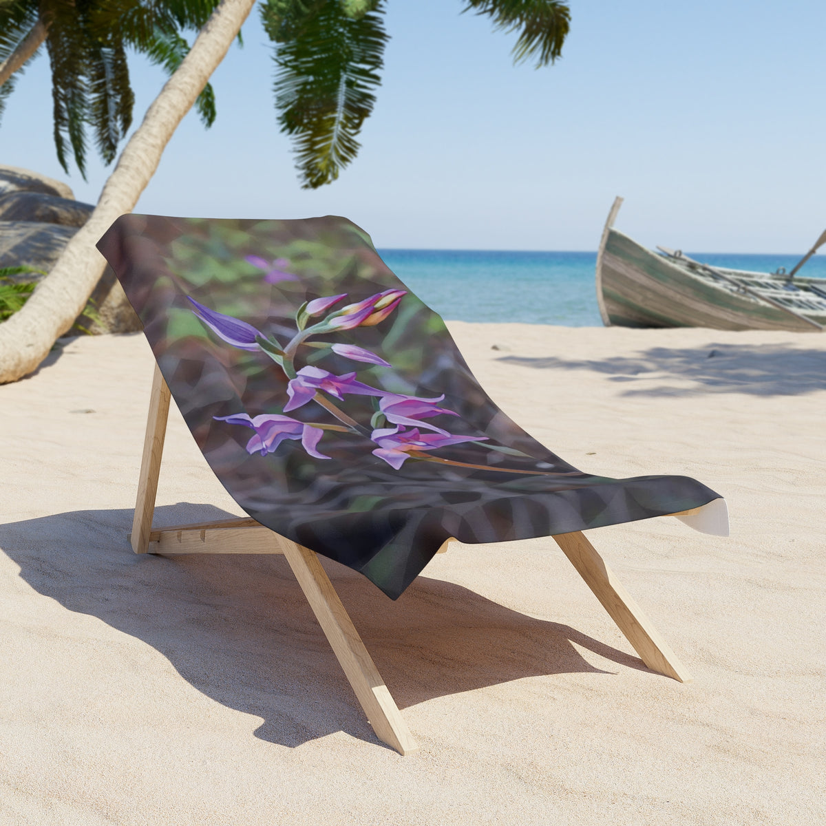 Beach Towel – Poly Art - Flower of Cephalanthera Rubra