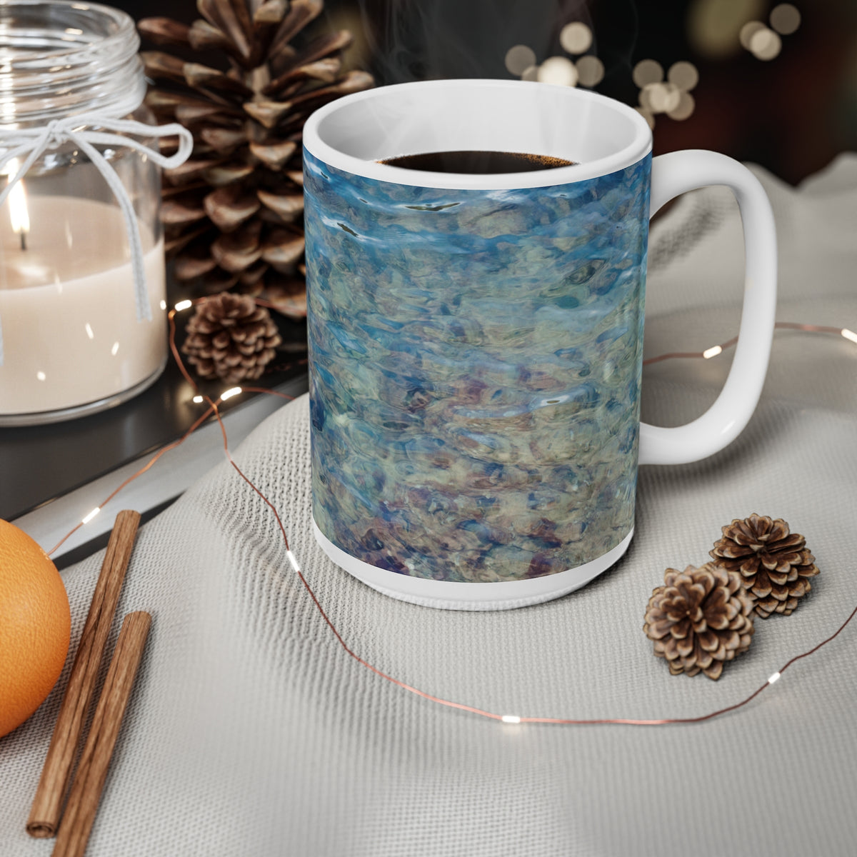 Ceramic White Cup 15oz - Sea (Variant 03)
