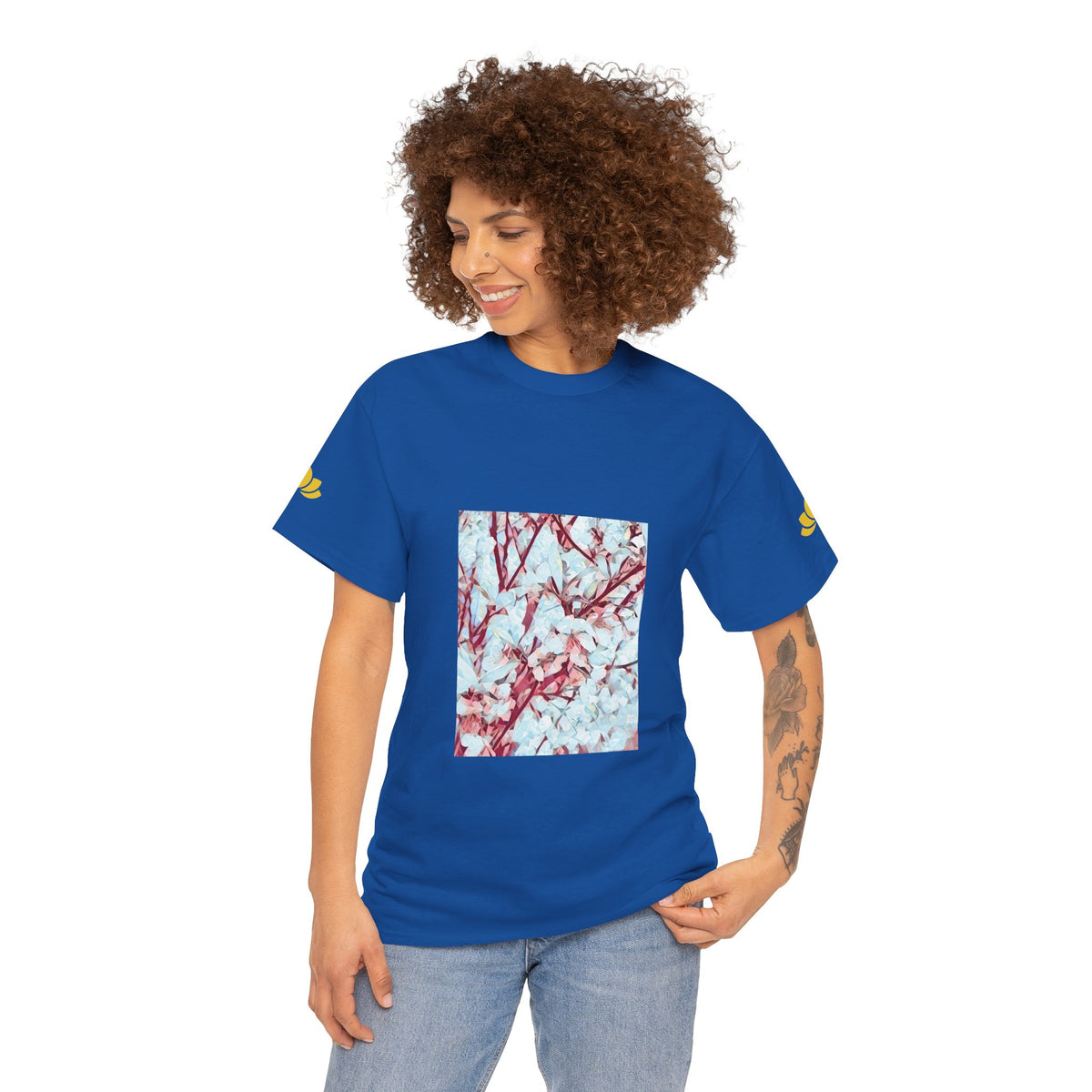 Unisex Heavy Cotton Tee - Poly Art - Apple's Tree Flower (Variant 4)