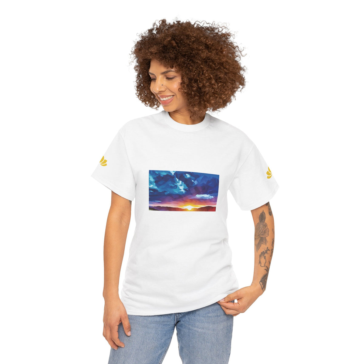 Unisex Heavy Cotton Tee - Poly Art - Sunset Sky (Variant 1)
