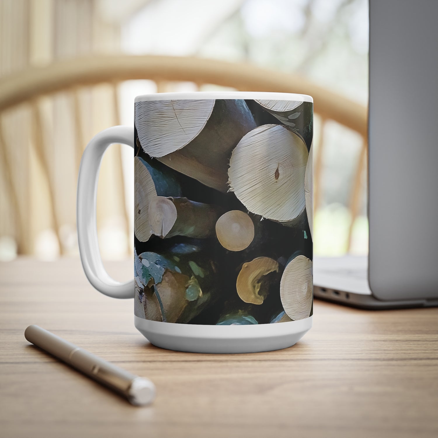 Ceramic White Cup 15oz - Wooden Trunks (Variant 1)