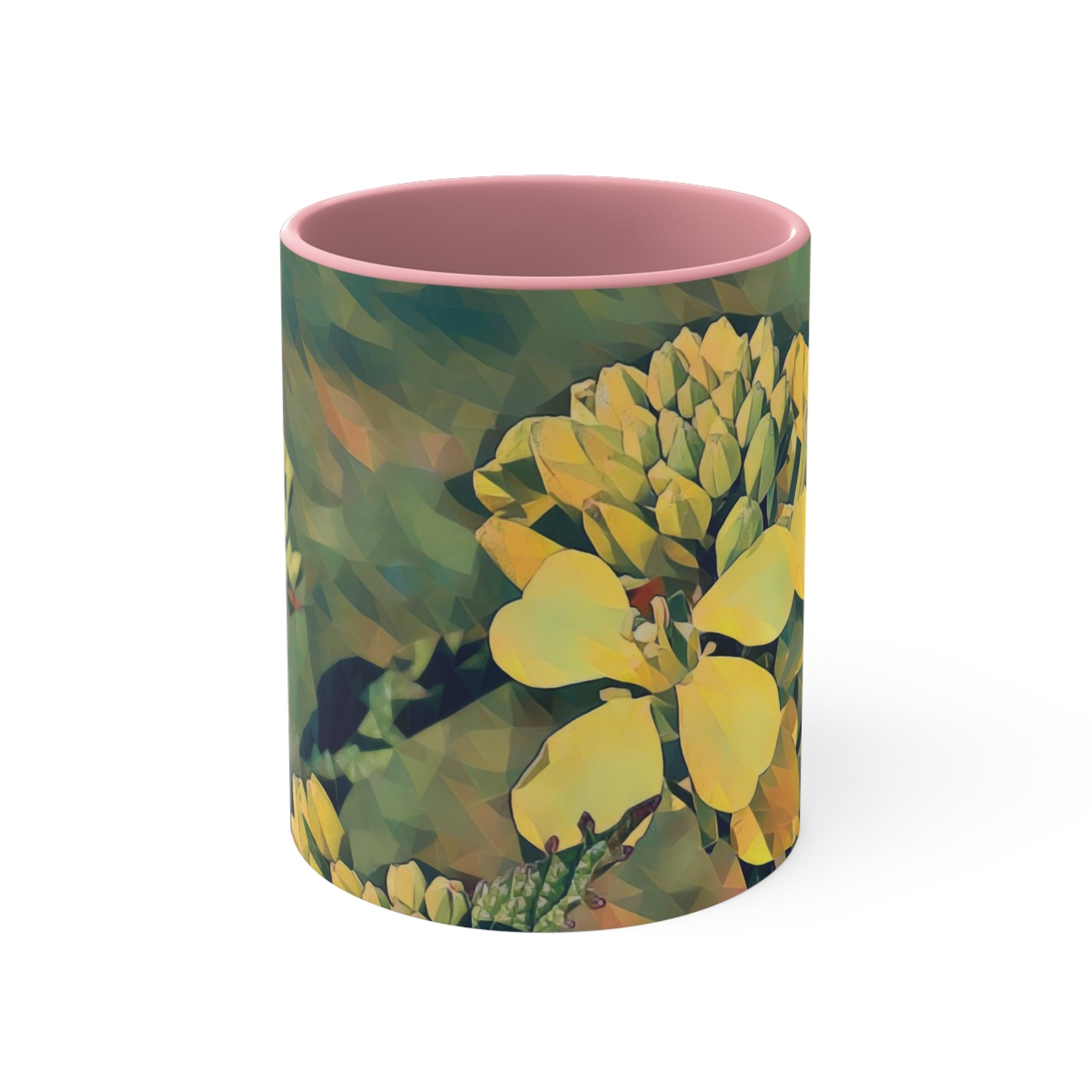 Mug 11oz - Poly Art - Flower, Yellow