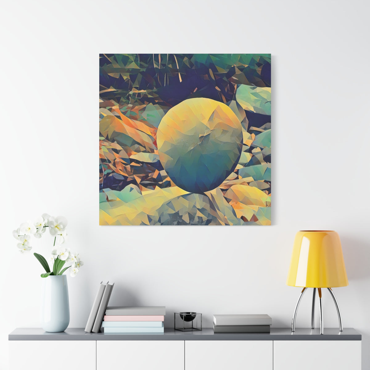 Stretched Matte Canvas - Poly Art - Stone Balance