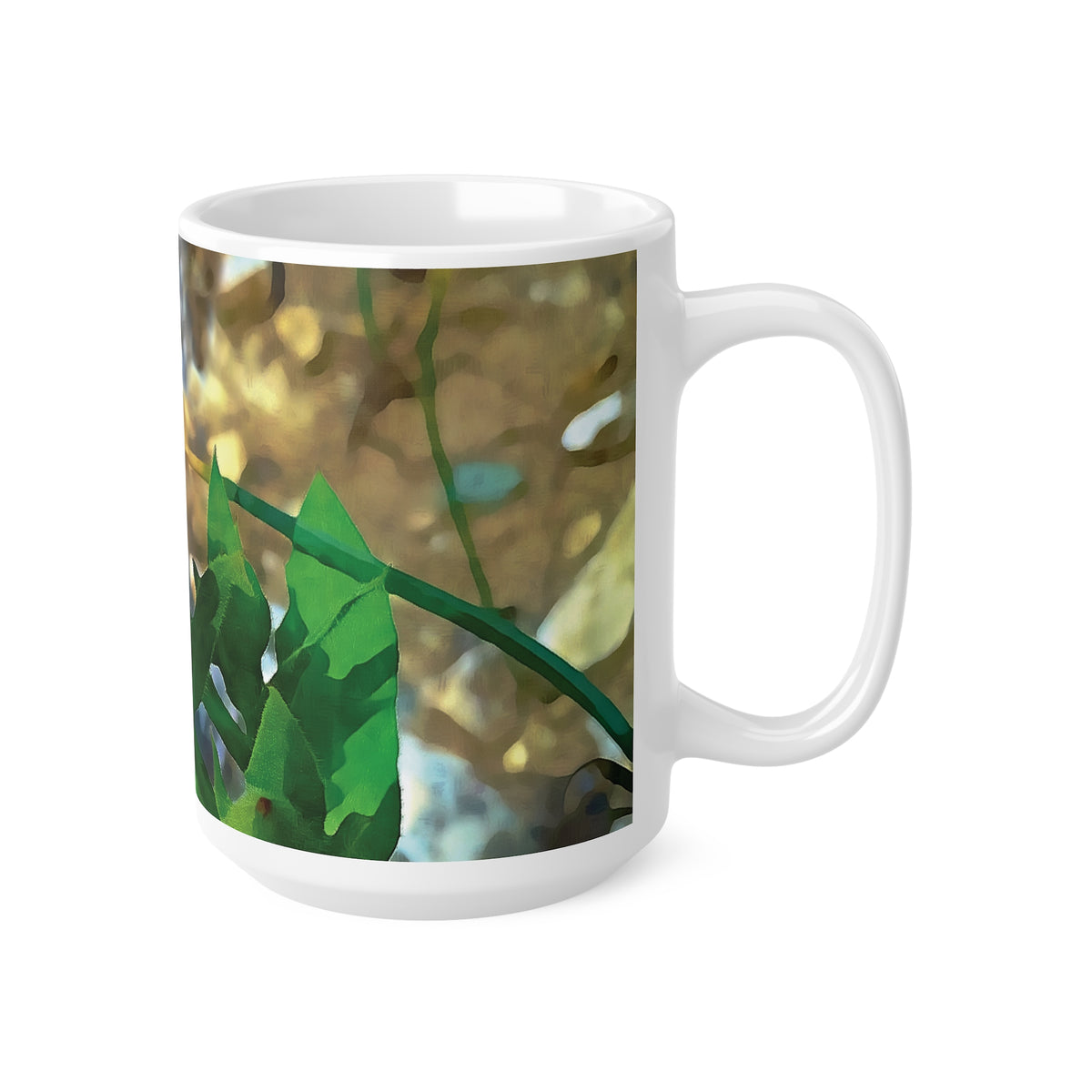 Ceramic White Cup 15oz - Flower of Calendula