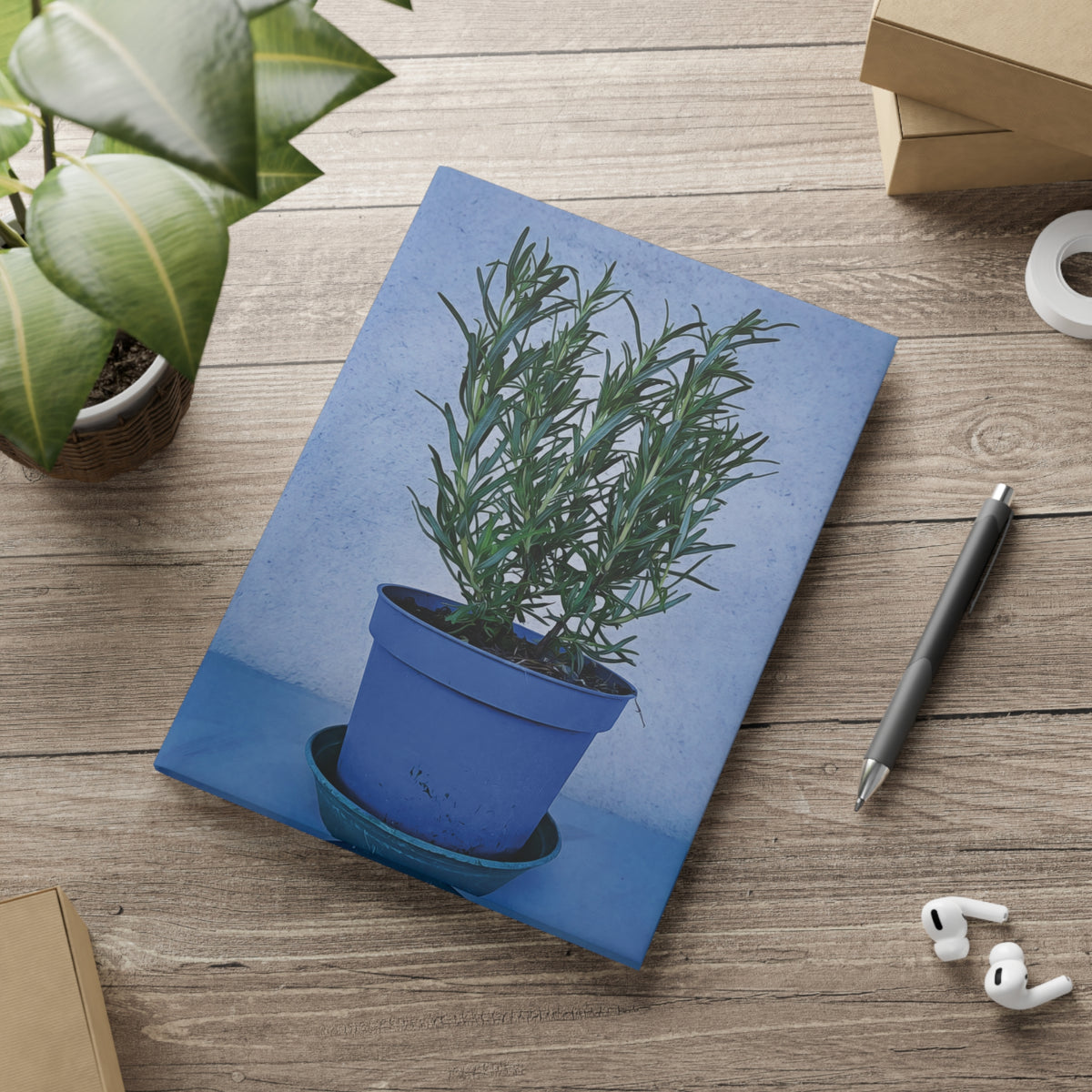 Hardcover Notebook with Puffy Covers - Rosemary plant