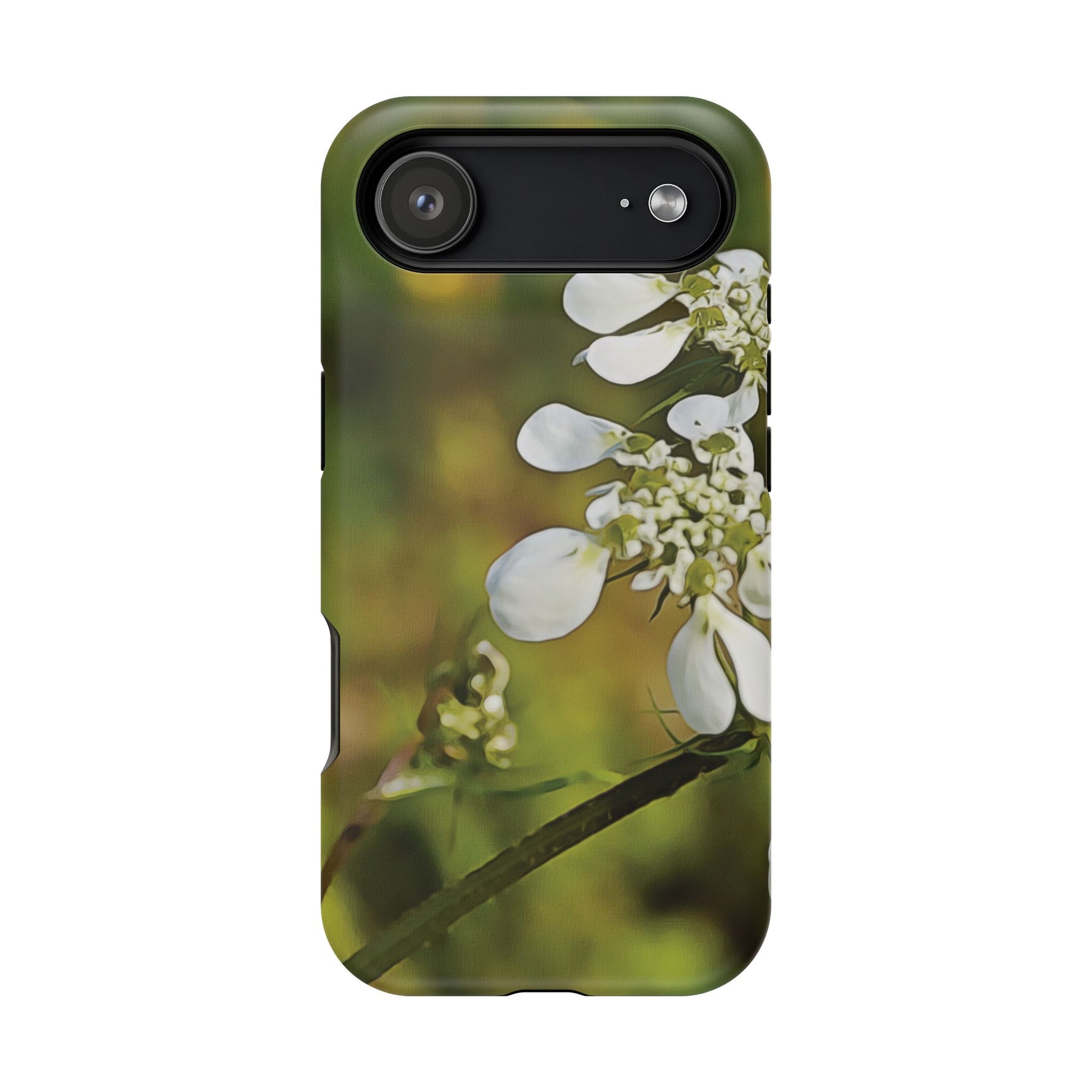 Magnetic Tough Phone Case - Flower, White