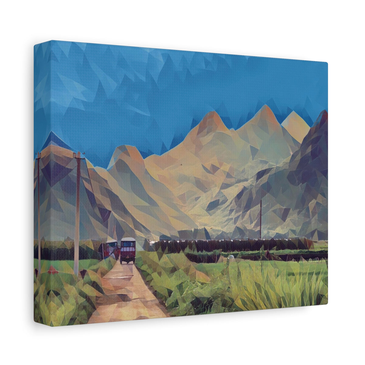 Stretched Matte Canvas - Poly Art - China's Guilin Hills