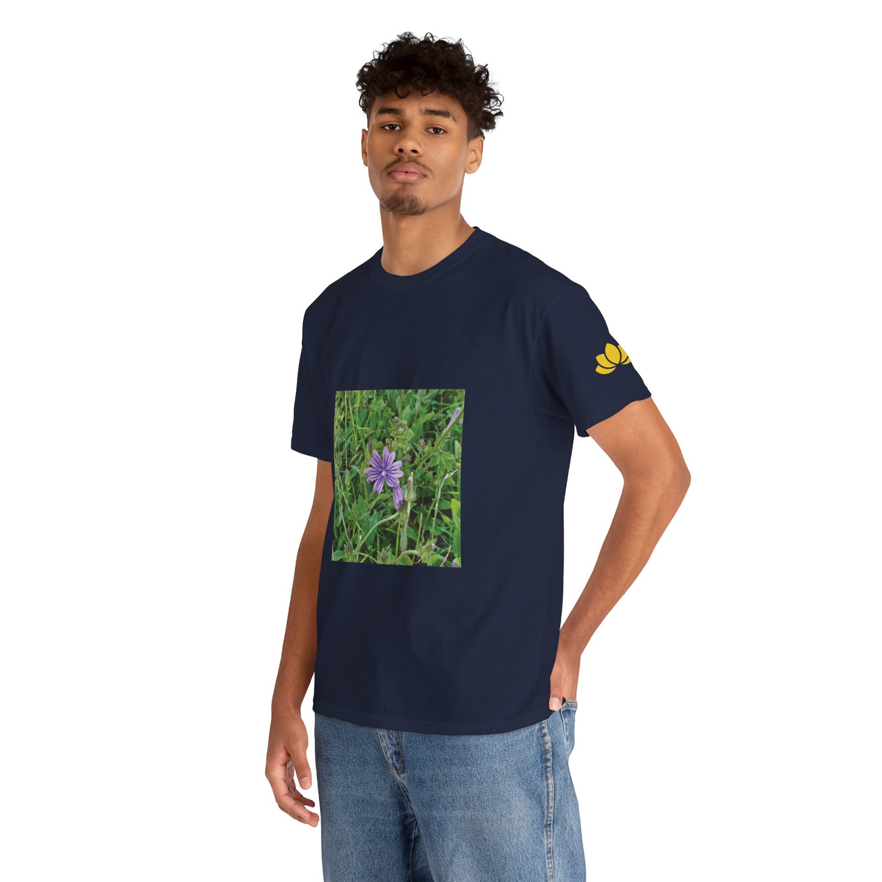 Unisex Heavy Cotton Tee - Flower of Malva Sylvestris