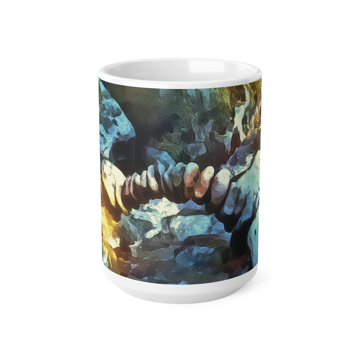 Ceramic White Cup 15oz - Stone Balance (Variant 2)