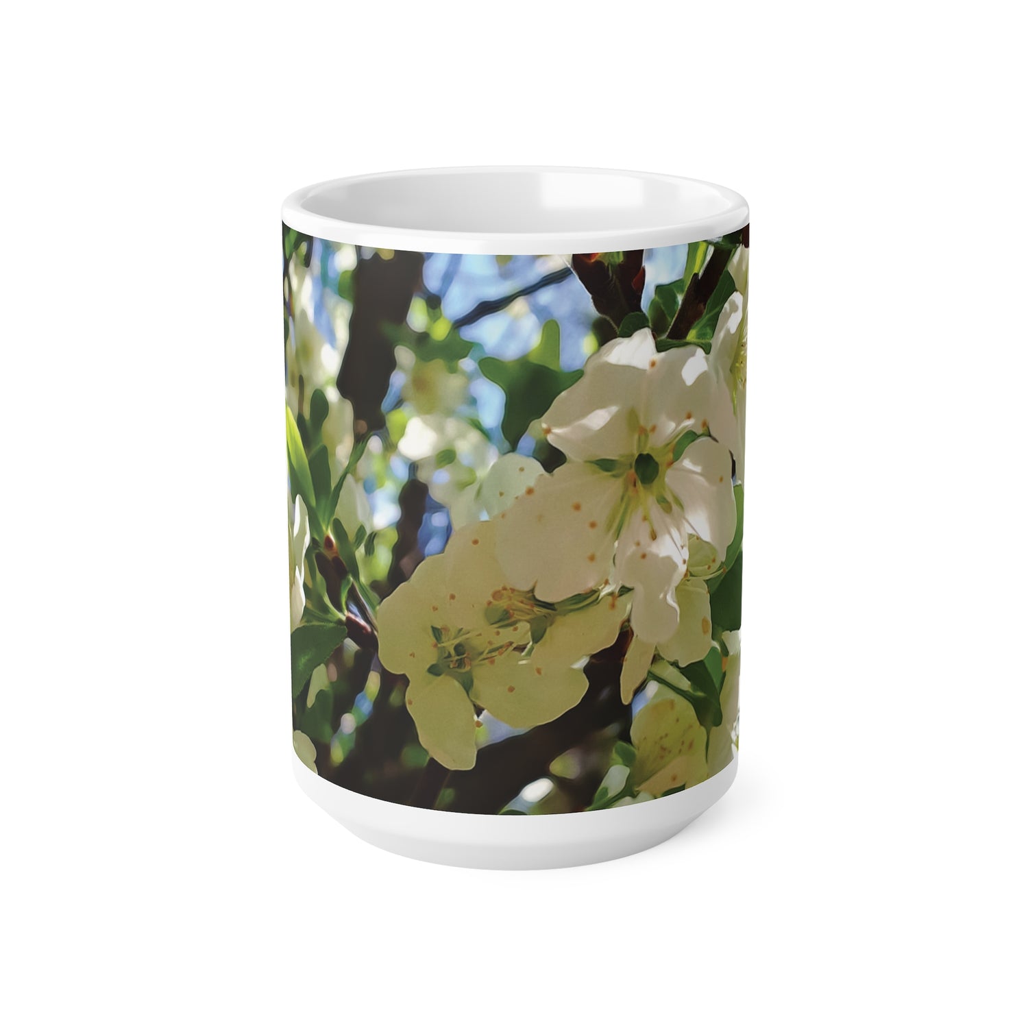 Ceramic White Cup 15oz - Apples' Tree Flower