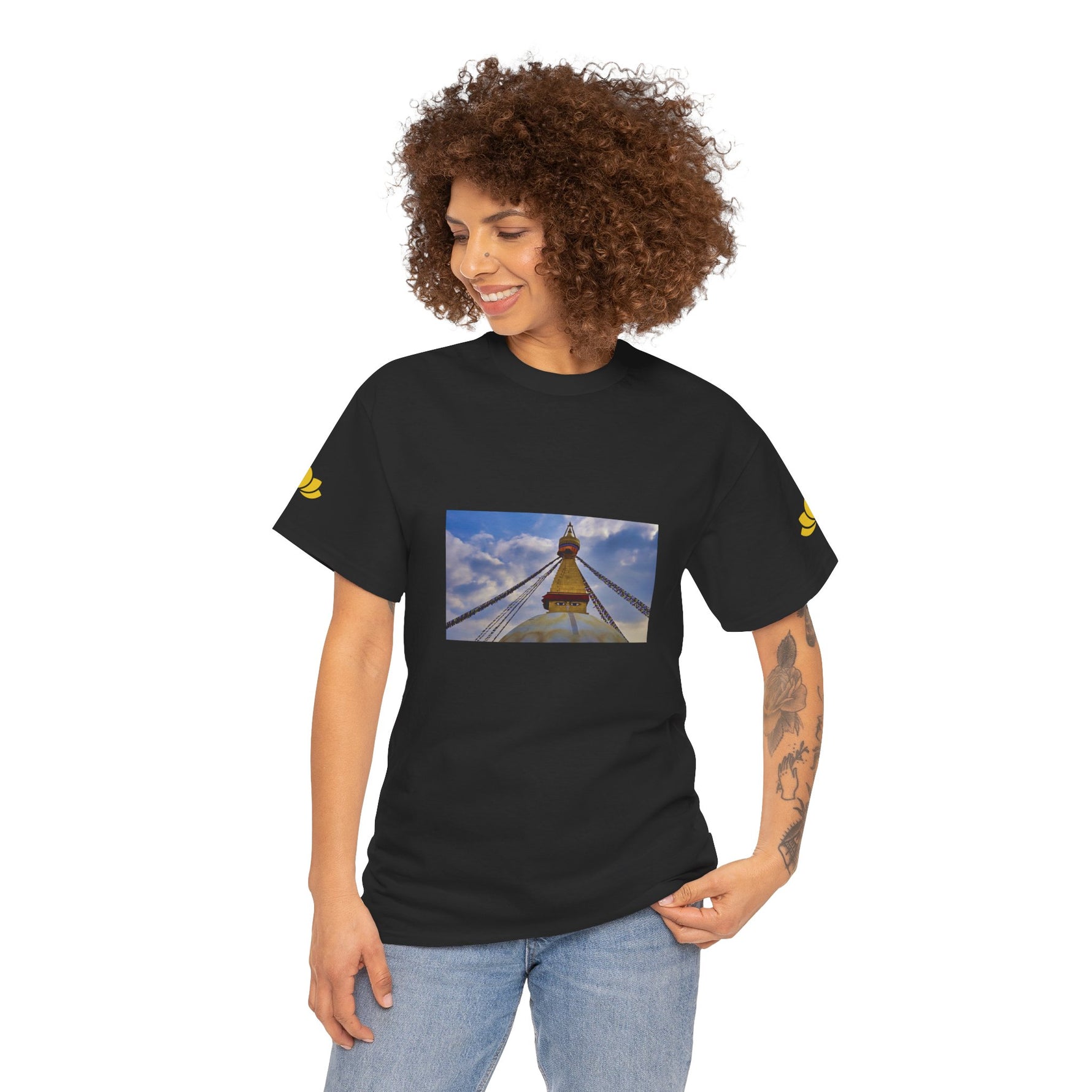 Unisex Heavy Cotton Tee - Nepal, Buddha's Eyes (Variant 5)