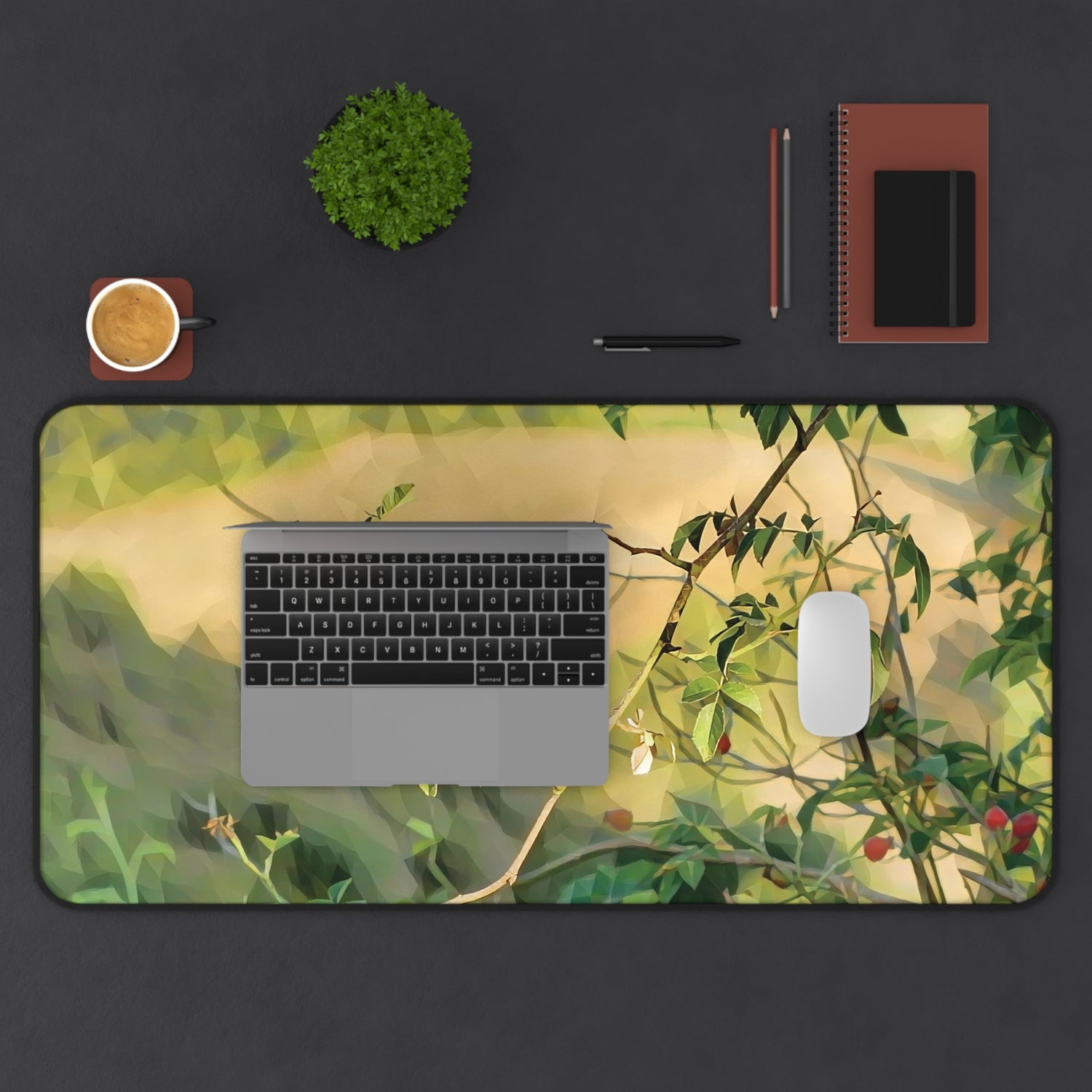 Desk Mat - Poly Art - Rosehip Plant (Variant 1)