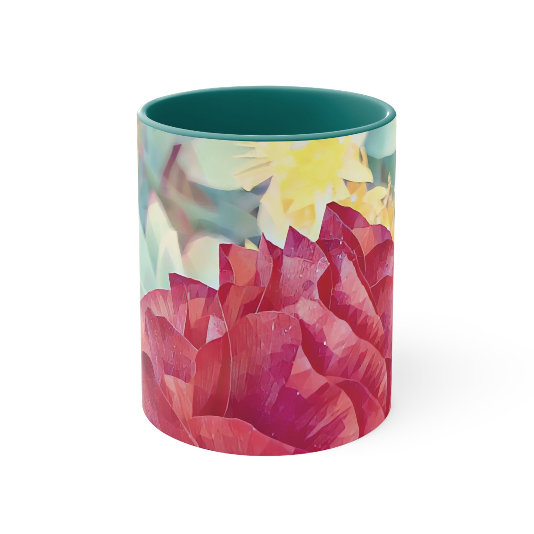 Mug 11oz - Poly Art - Flower of Dahlia in Red (Variant 1)