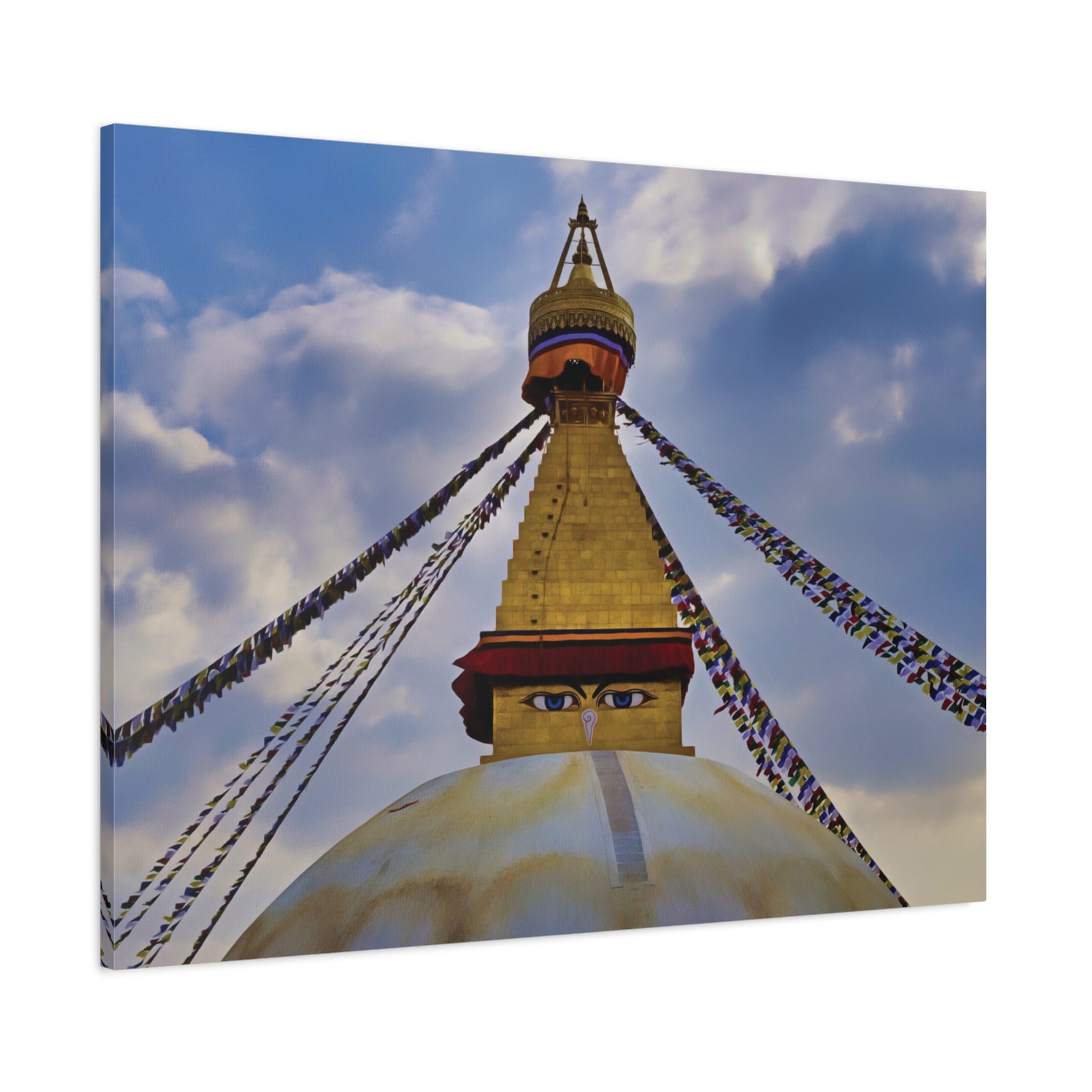Stretched Matte Canvas - Nepal, Stupa with Buddha's Eyes (Variant 3)