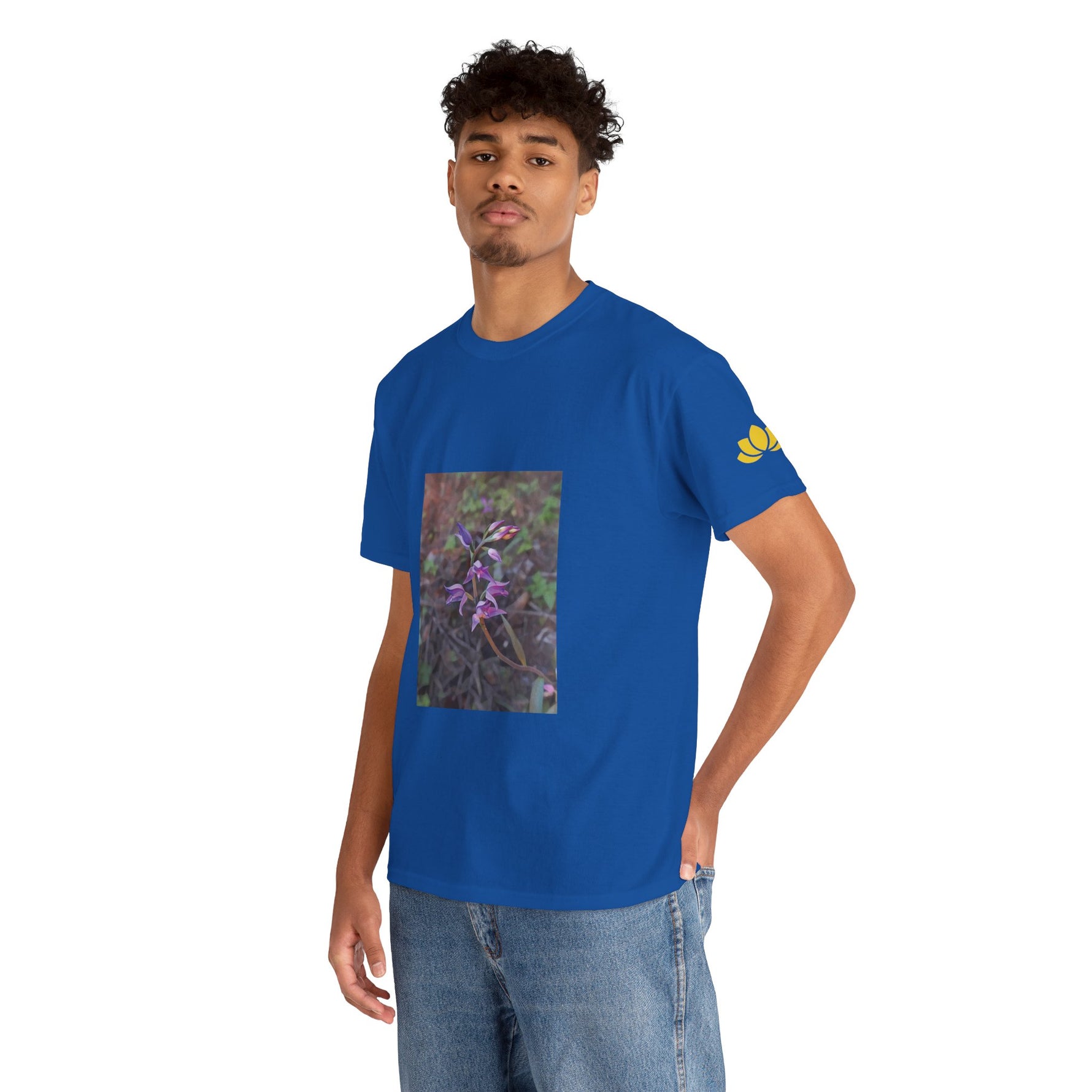 Unisex Heavy Cotton Tee - Poly Art - Flower of Cephalanthera Rubra