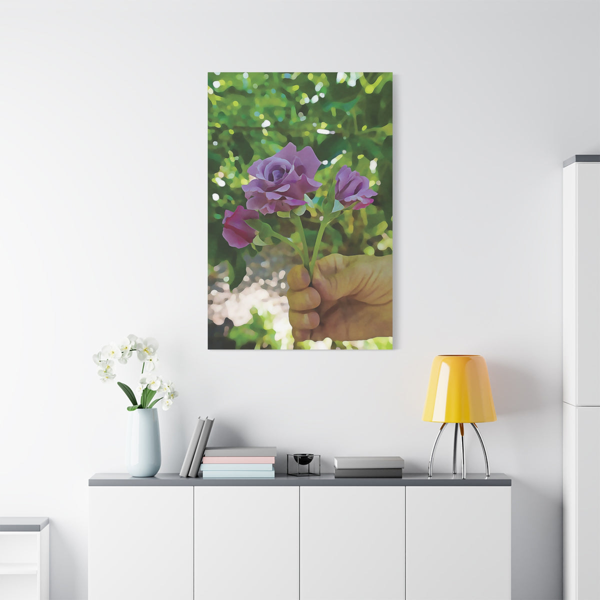 Stretched Matte Canvas - Flower of Rose, small bouquet