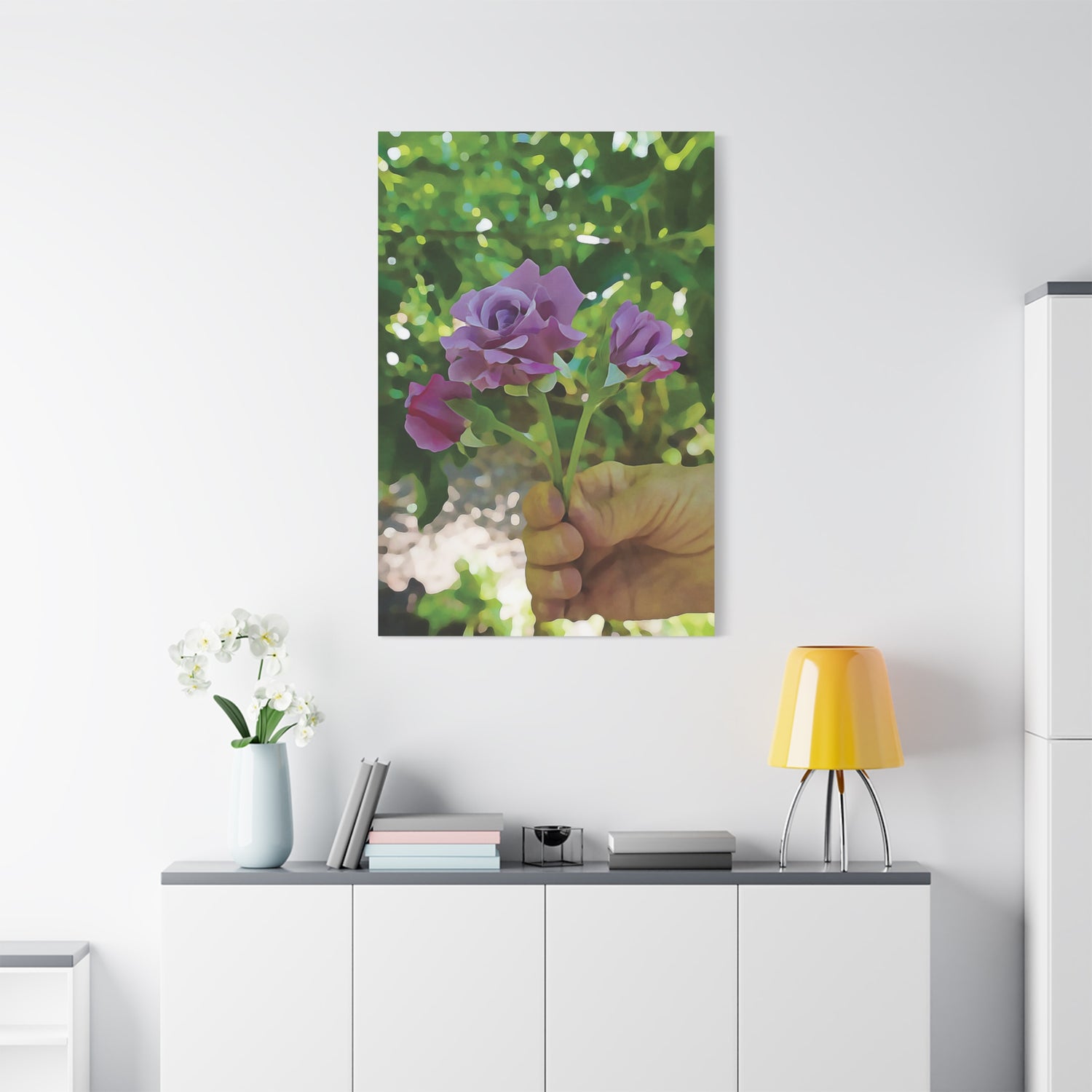Stretched Matte Canvas - Flower of Rose, small bouquet