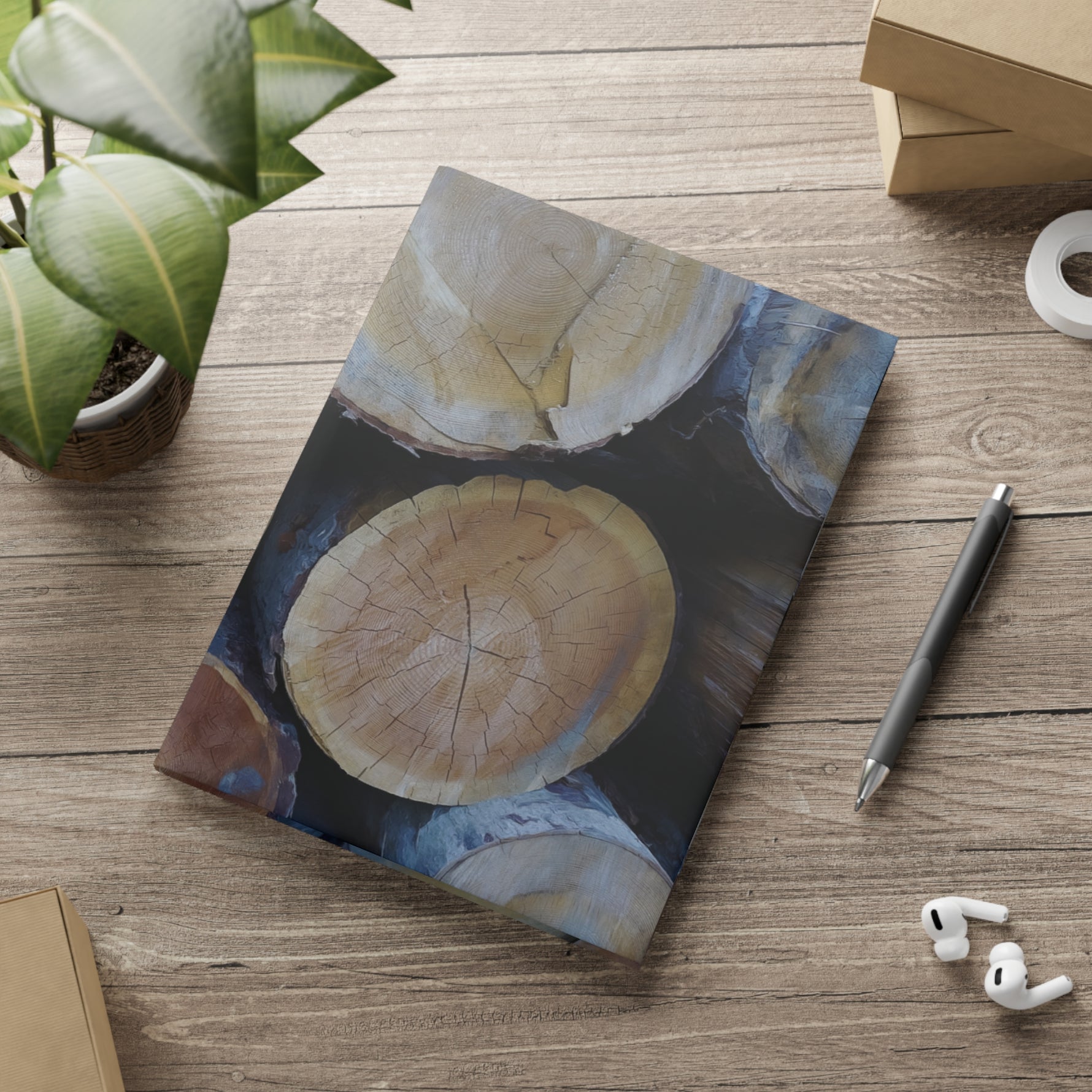 Hardcover Notebook with Puffy Covers - Wooden Trunks (Variant 2)