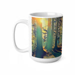 Ceramic White Cup 15oz - Poly Art - Forest (Variant 03)