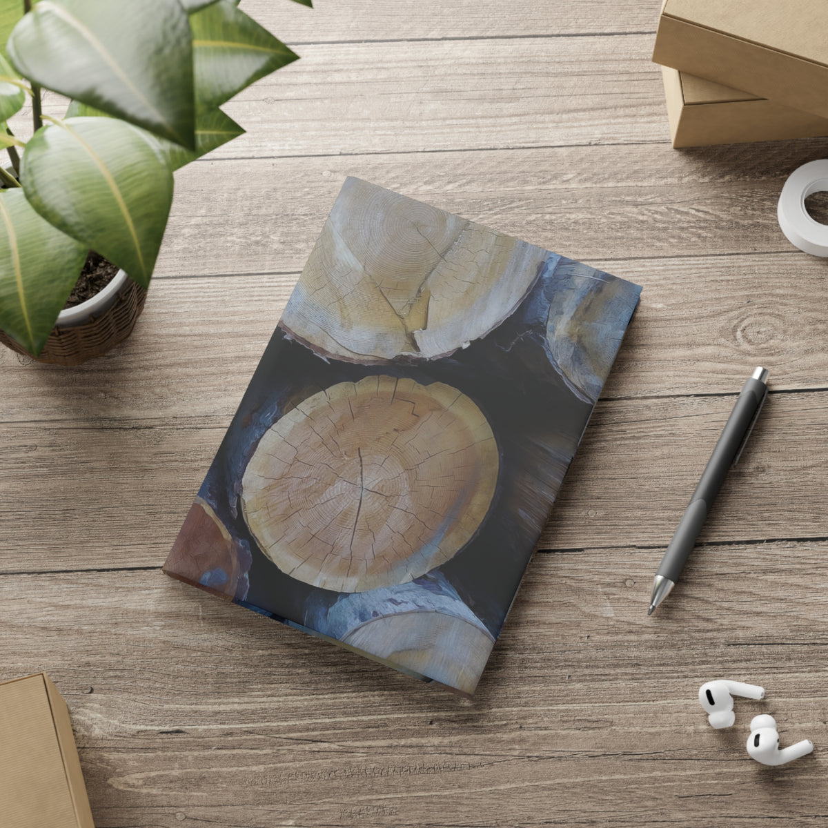 Hardcover Notebook with Puffy Covers - Wooden Trunks (Variant 2)
