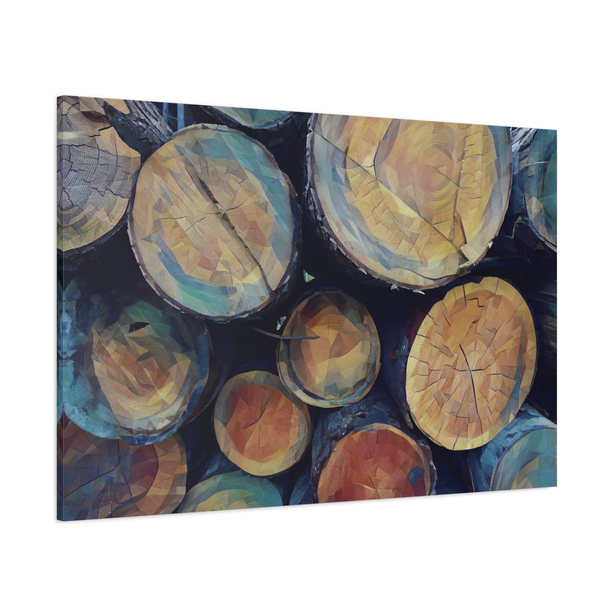 Stretched Matte Canvas - Poly Art - Wooden Trunks (Variant 3)