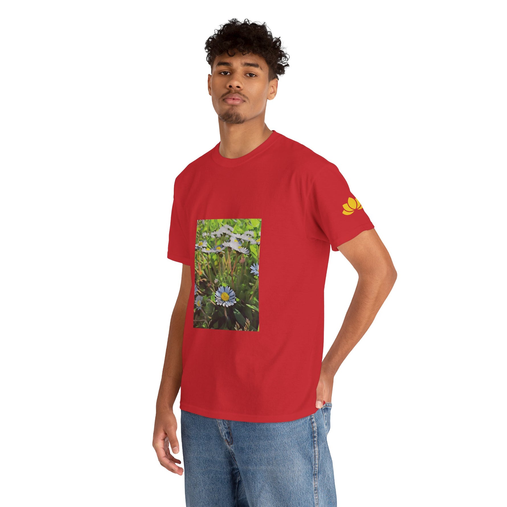 Unisex Heavy Cotton Tee - Poly Art - Flower of Daisies (Variant 1)