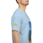Unisex Heavy Cotton Tee - Dieffenbachia Plant and Sea landscape