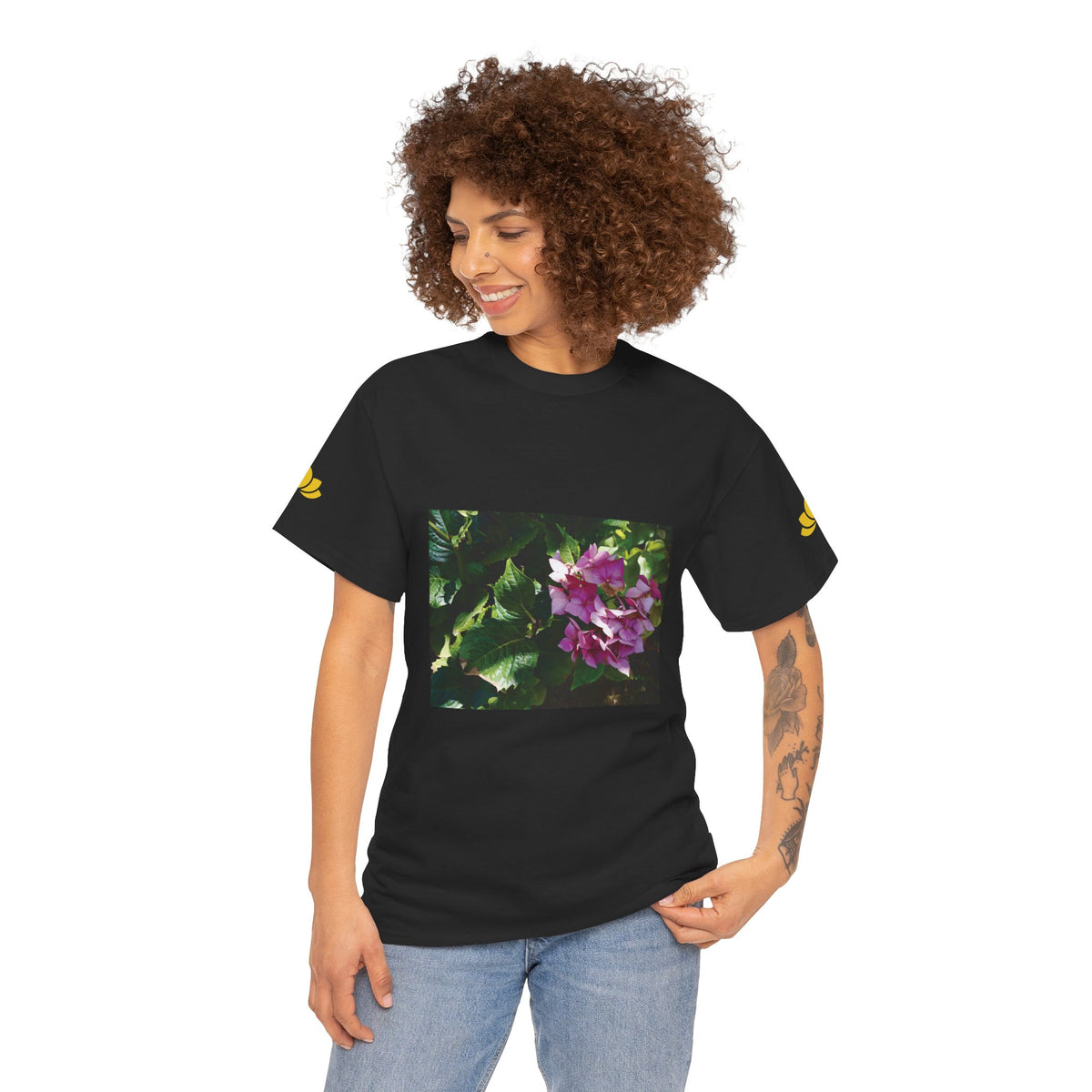 Unisex Heavy Cotton Tee - Flower of Ortensia/Hydrangea Macrophylla