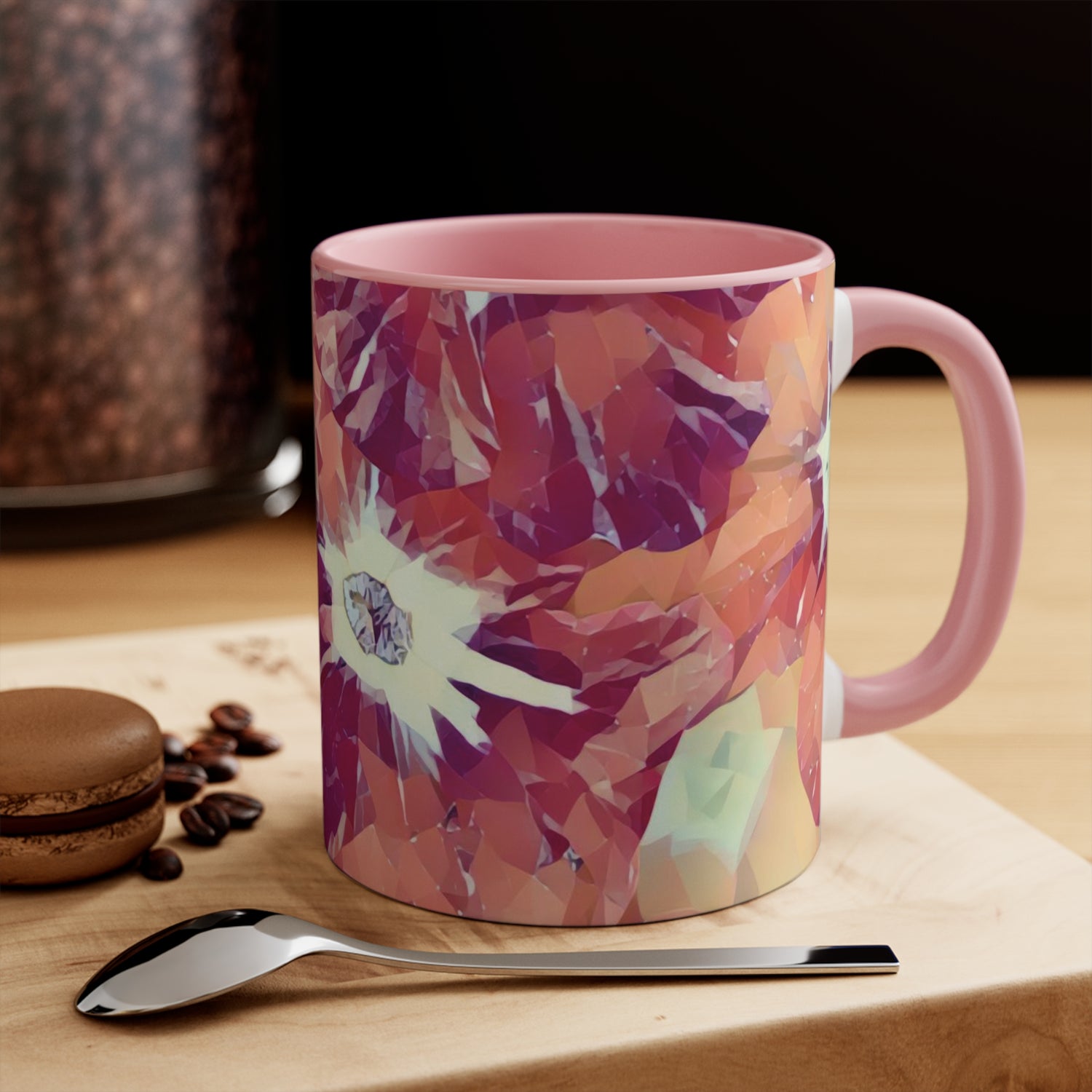 Mug 11oz - Poly Art - Flowers in sky blue and red (Variant 2)